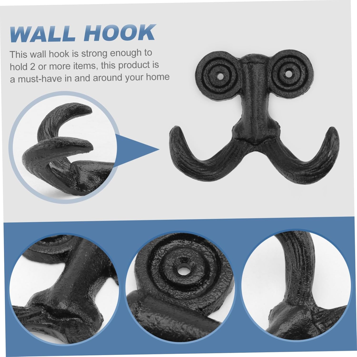 Cabilock Gancho de hierro fundido para barba, colgador de ropa para colgar llaves, gancho para toallas, ganchos rústicos para colgar en la pared,