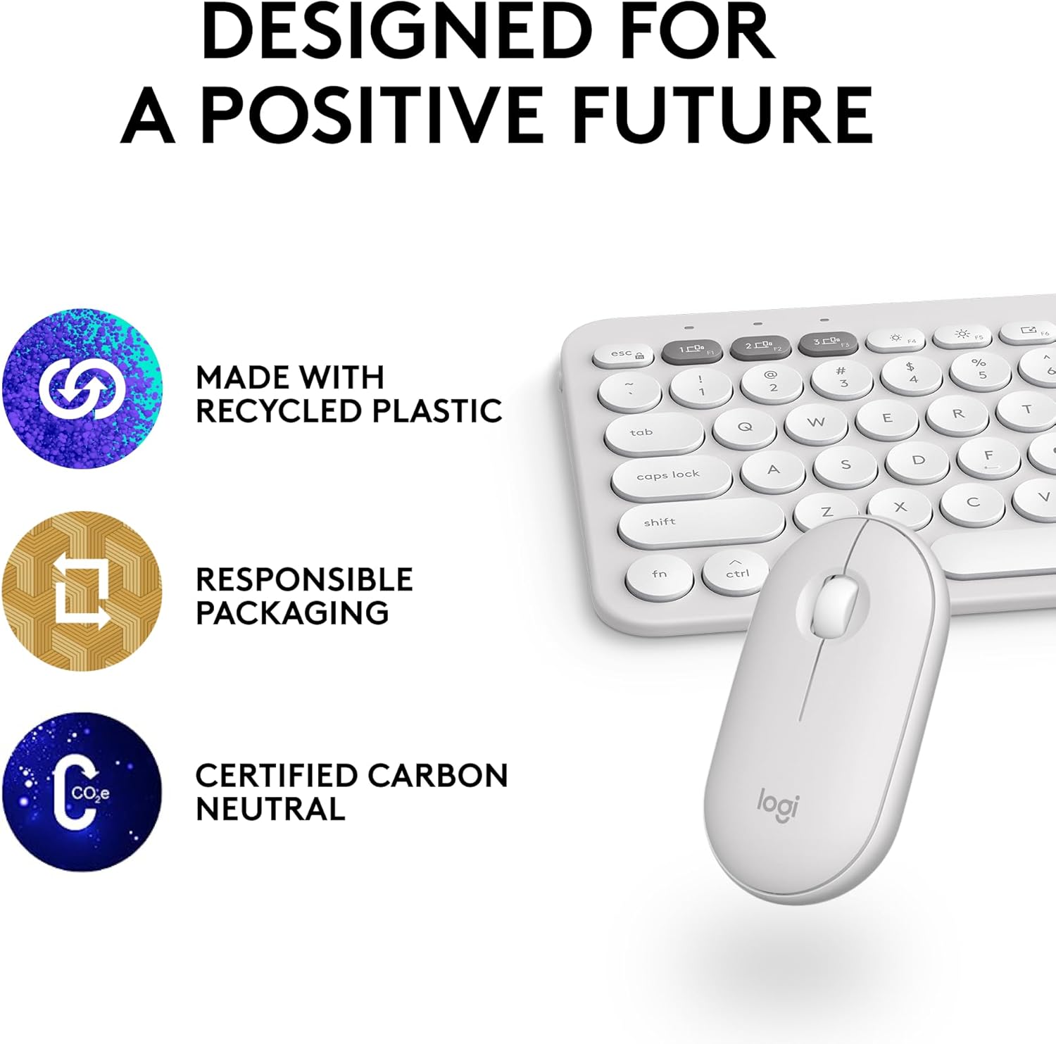 Logitech Pebble 2 Combo para Mac, teclado y mouse inalámbricos, delgado, silencioso y portátil, personalizable, mouse y teclado Bluetooth, fácil de
