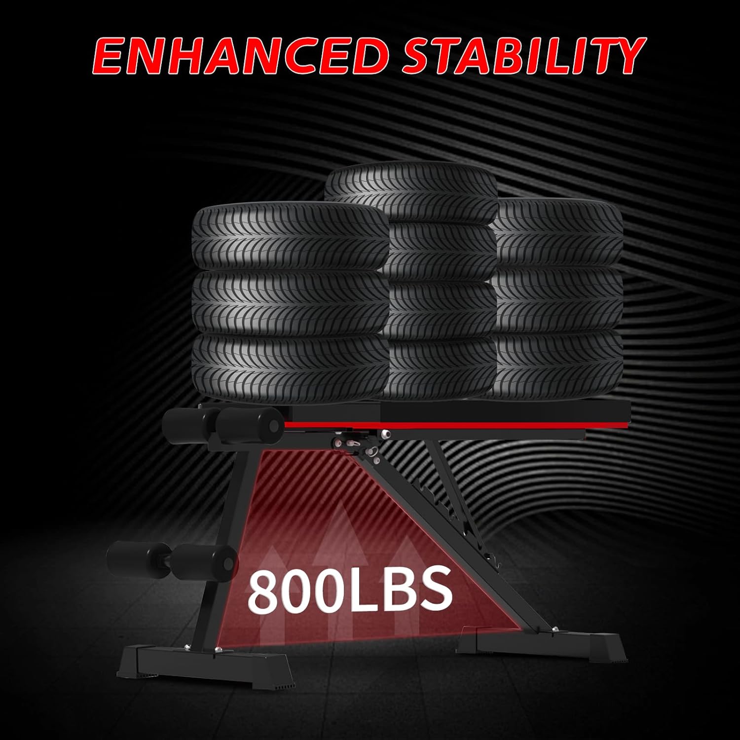 Banco de pesas ajustable con alas de entrenamiento de fuerza para entrenamiento de cuerpo completo, inclinación plegable para gimnasio en casa,