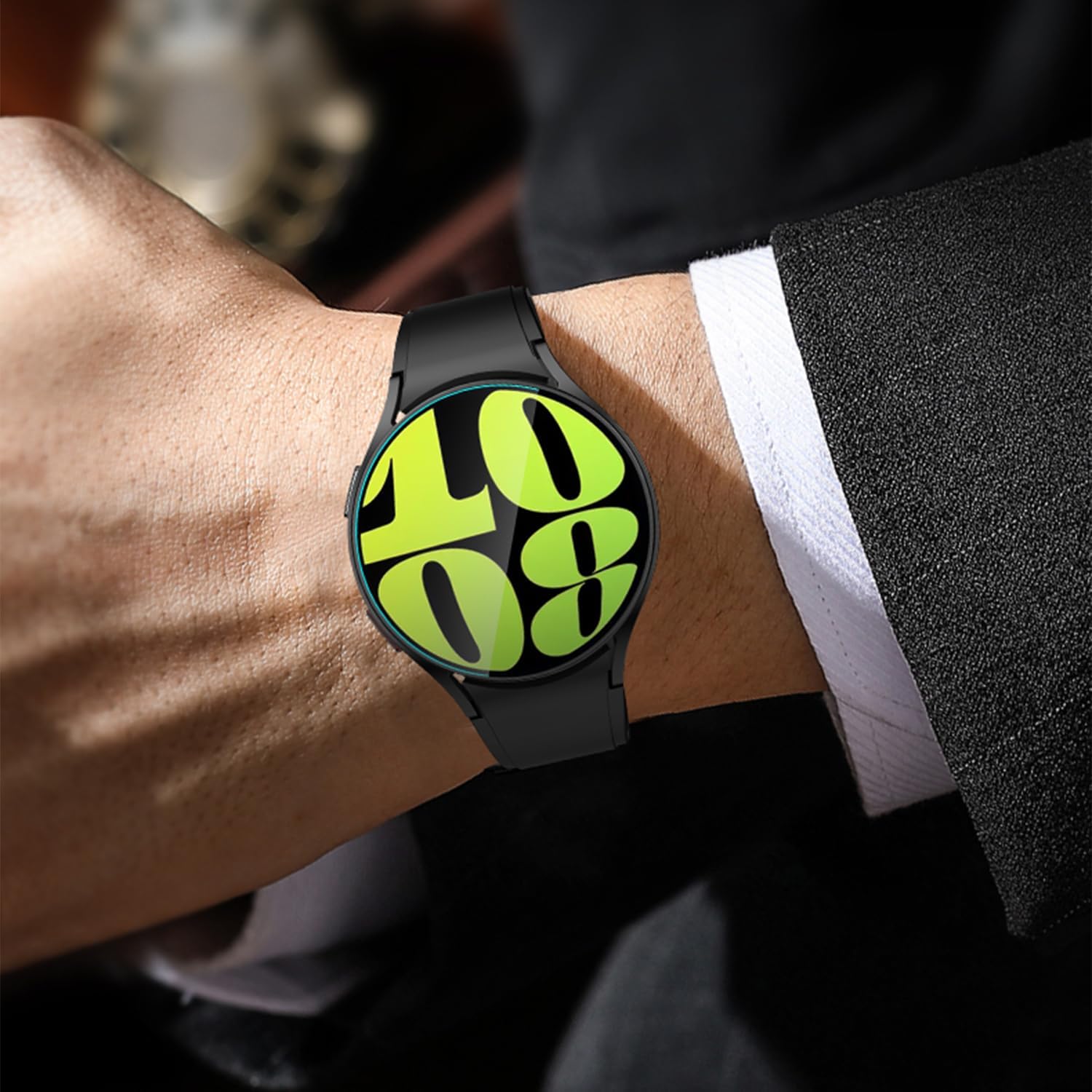 AMANECER Paquete de 2 protectores de pantalla de vidrio templado diseñados para Galaxy Watch 6 de 1.575 pulgadas, 1.732 pulgadas y Glaxy Watch 6