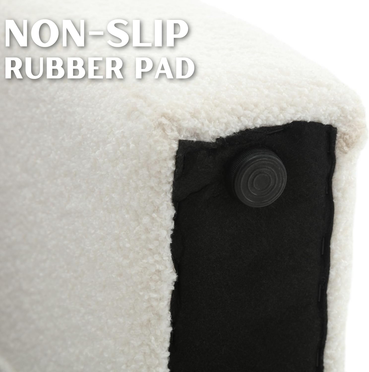 Banco otomano de peluche de 49.5 pulgadas, moderno y mullido, tapizado de tela sherpa, taburete para dormitorio, sala de estar, entrada, color blanco