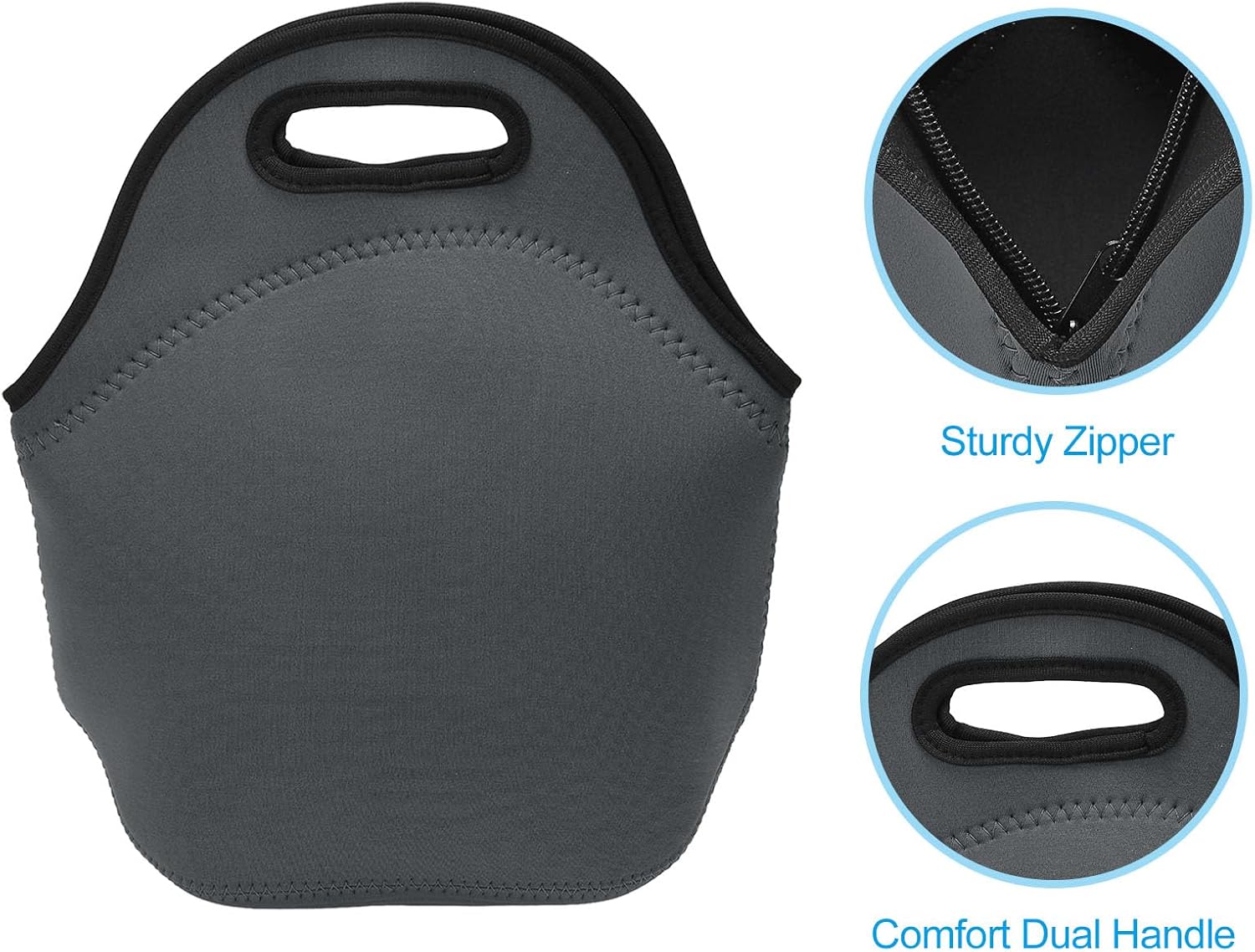 PATIKIL Bolsas de almuerzo de neopreno, paquete de 2 bolsas de almuerzo aisladas de 12 x 6 x 12 pulgadas, bolsas Bento reutilizables, bolsa térmica