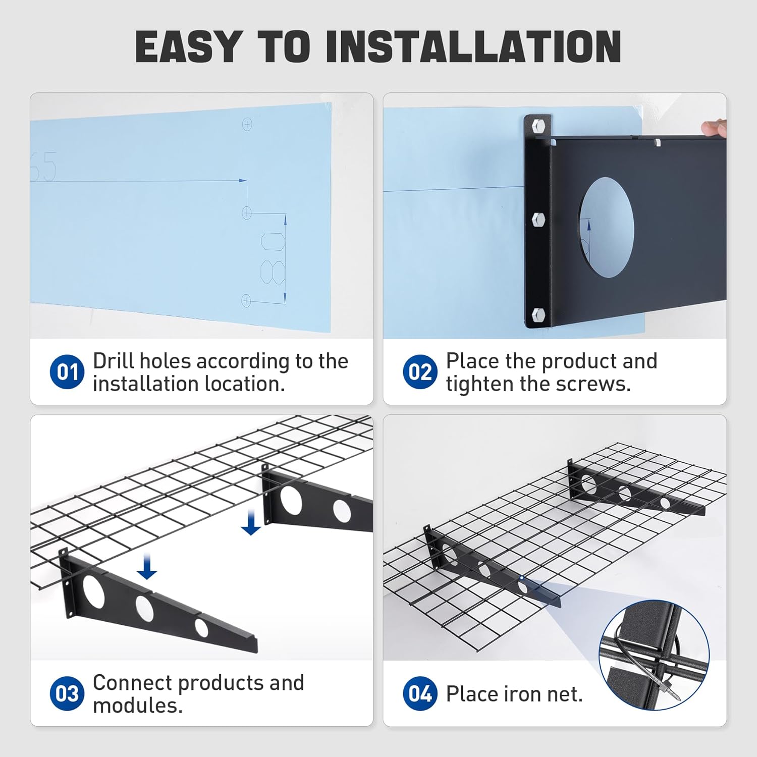Paquete de 2 estantes de pared de garaje de 2 x 6 pies, estante de pared resistente de 72 x 24 pulgadas, estante de almacenamiento de garaje montado