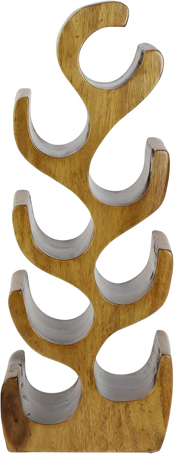 Deco 79 Estante para vino con 8 botellas con forma de árbol de madera de teca, 11 x 7 x 28 pulgadas, marrón