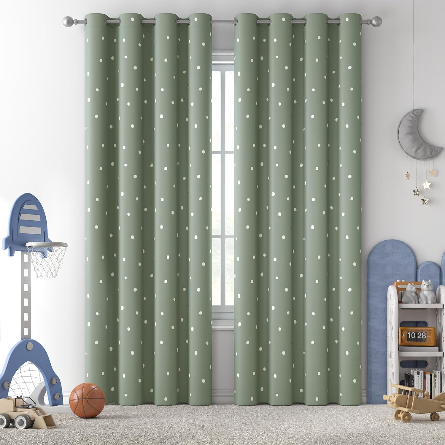 jinchan Cortinas opacas para dormitorio de niños, con aislamiento térmico para oscurecer la habitación, con ojales en la parte superior, para sala