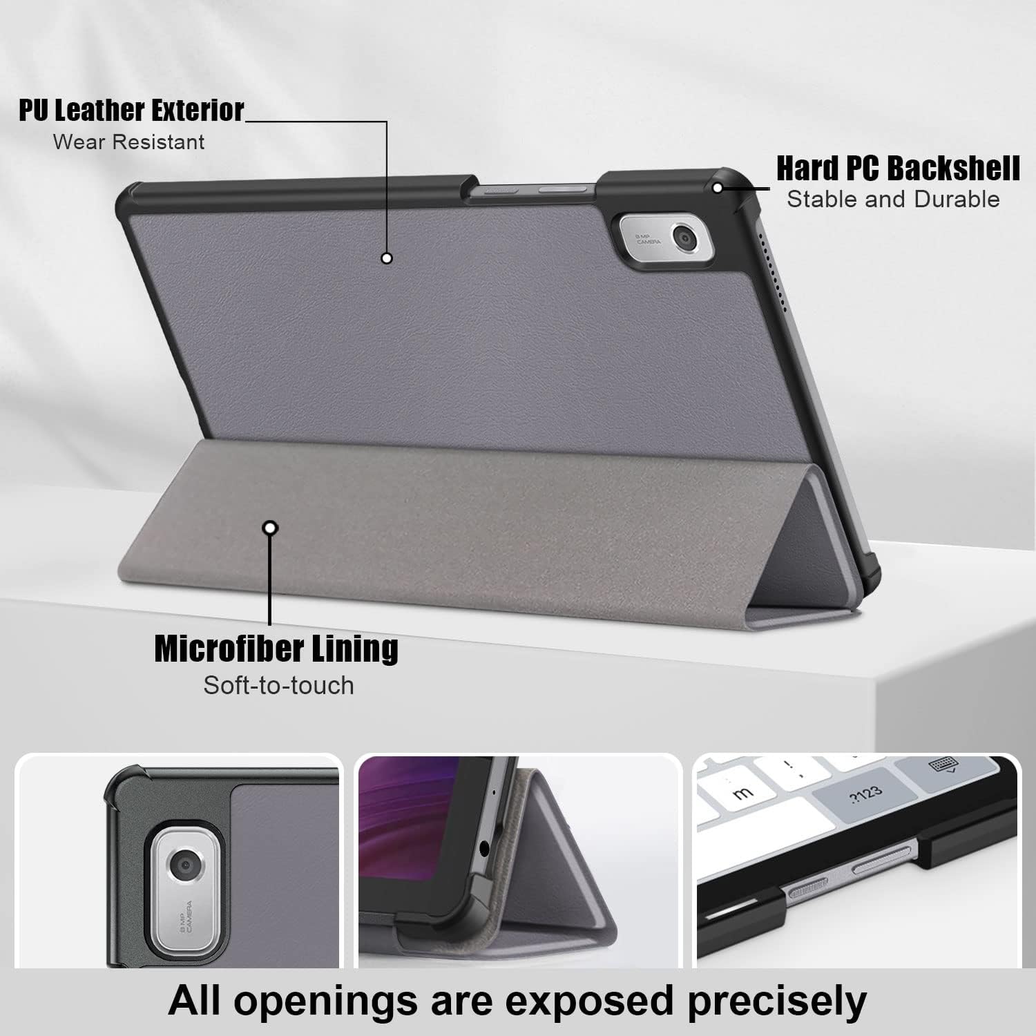 Funda para tablet Lenovo Nook de 9 pulgadas (2024), cubierta ligera y delgada para Lenovo Tab M9 9 Tablet TB310FU, gris