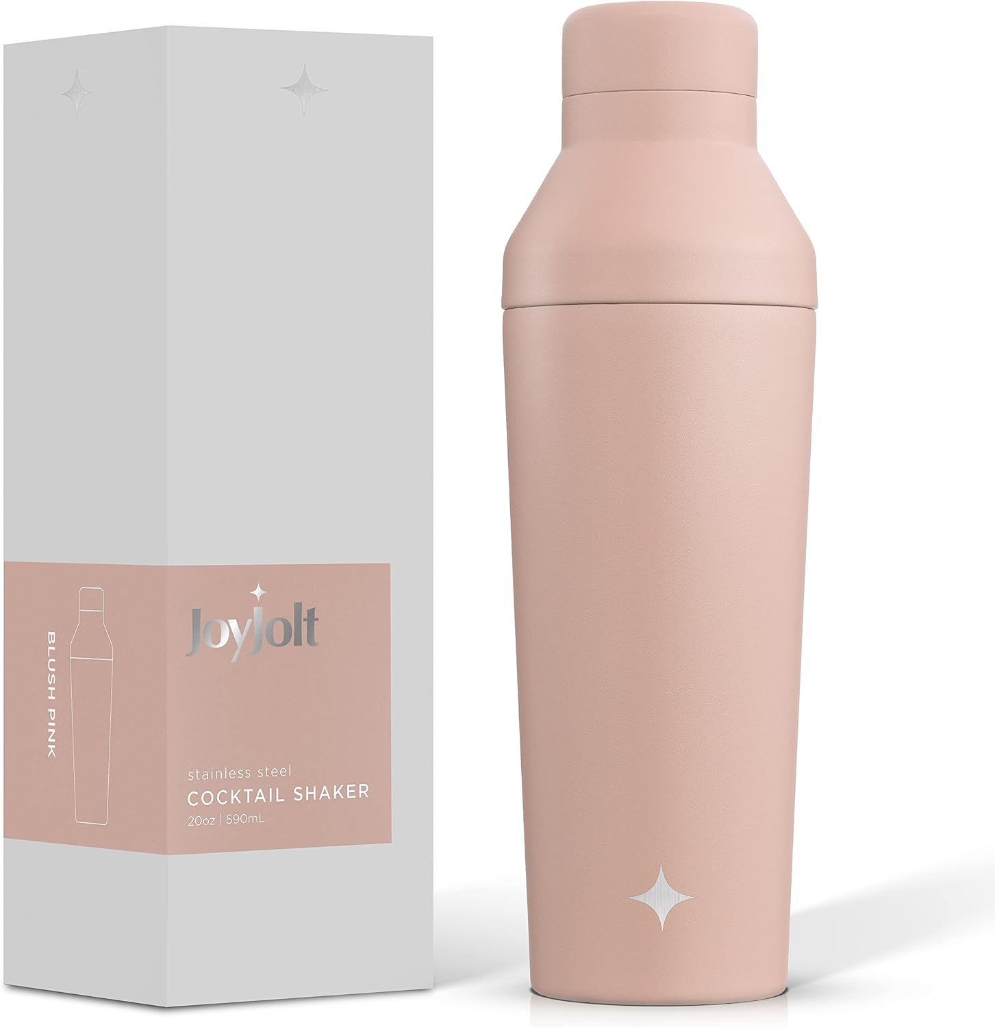 JoyJolt Botella coctelera con triple aislamientoproteínas. Vaso agitador de 20 onzas con tapa de medición de alcohol y tapa jigger. Botellas de