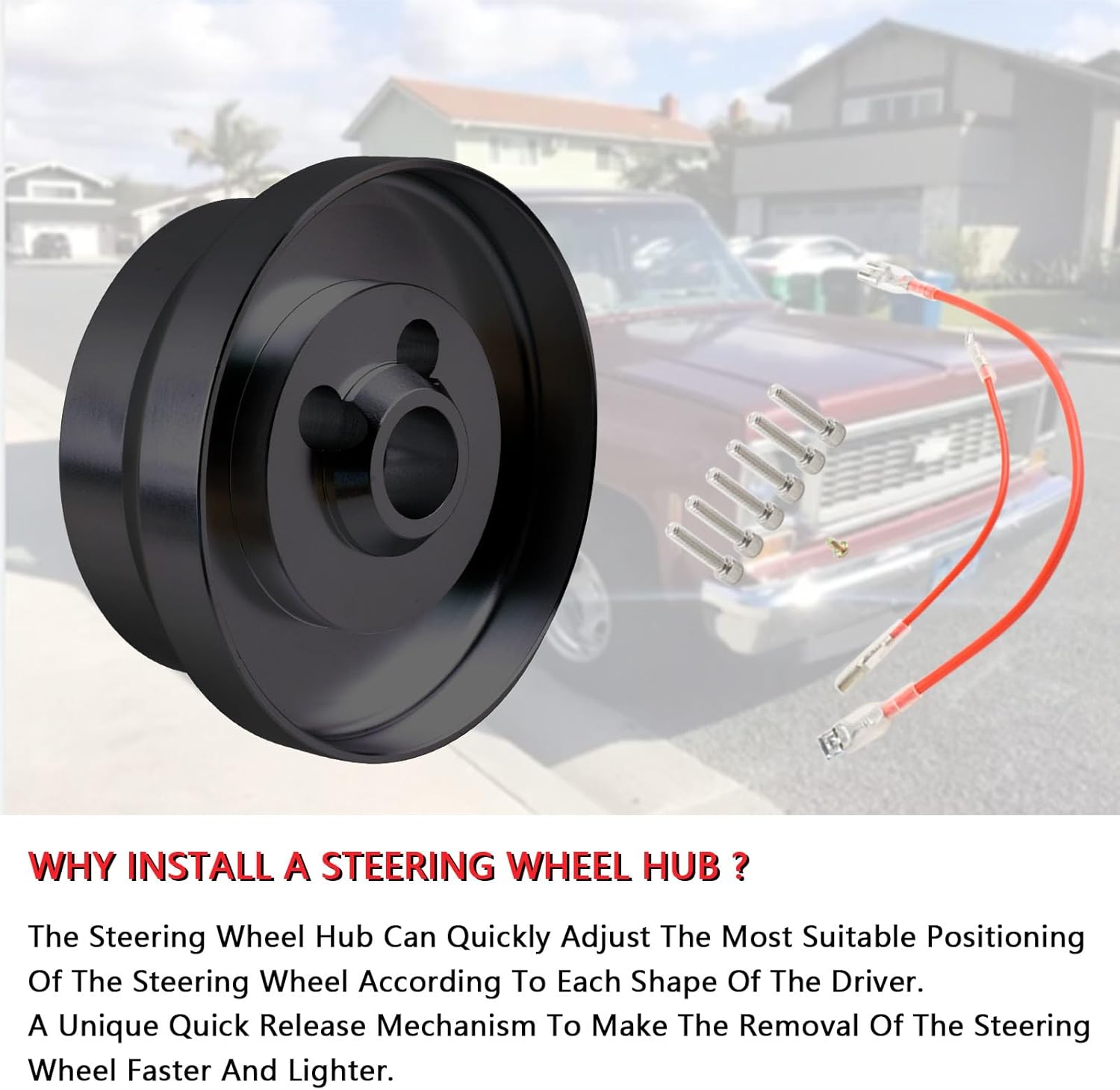 Adaptador de cubo de volante de 5 y 6 agujeros, repuesto de adaptador de cubo corto de aluminio compatible con Chevy GMC Cadillac Pontiac Truck