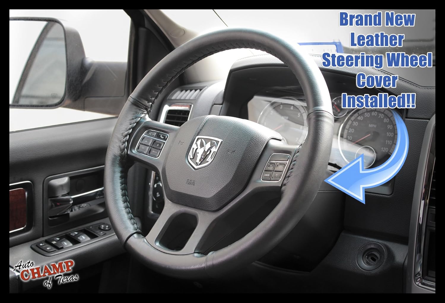 Compatible con Dodge Ram 1500 2500 3500 2009-2012 – Funda de cuero para volante, color negro