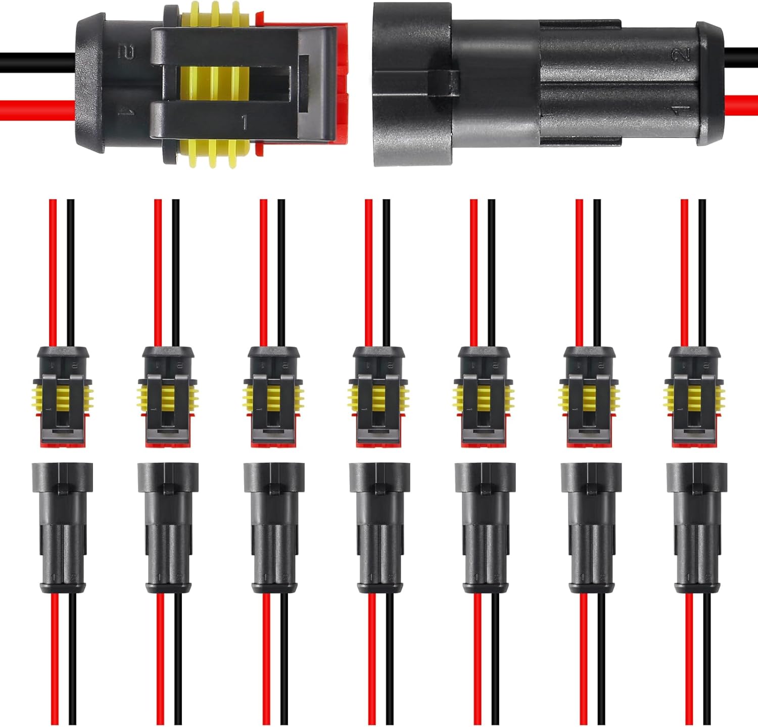 8 pares de conectores de 2 pines impermeables eléctricos de 2 pines, conectores de cable eléctrico automático, desconexión rápida, conectores de