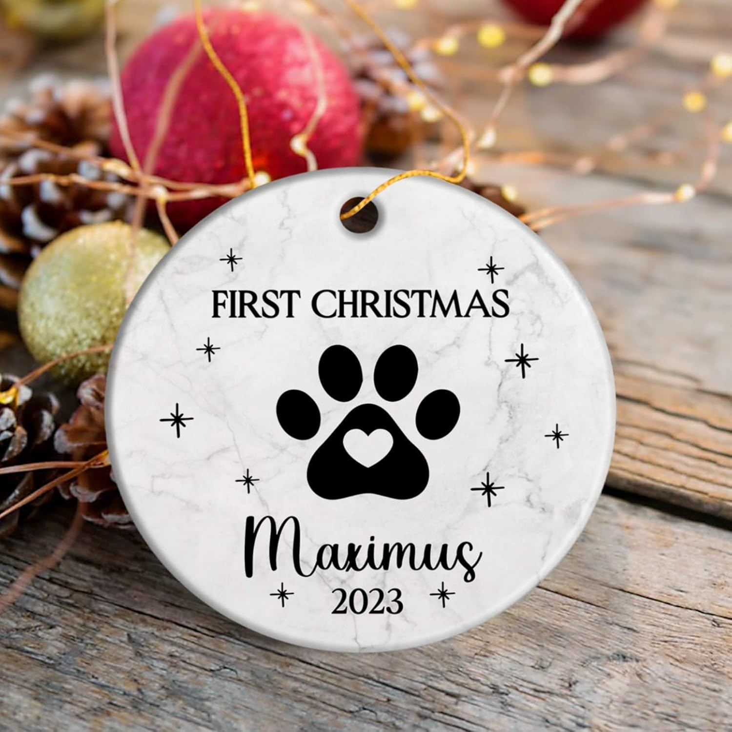 Adorno de Navidad para mascotas, adorno de huellas de perro, adorno de Navidad de primer perro 2023, adorno personalizado para perro, regalo de