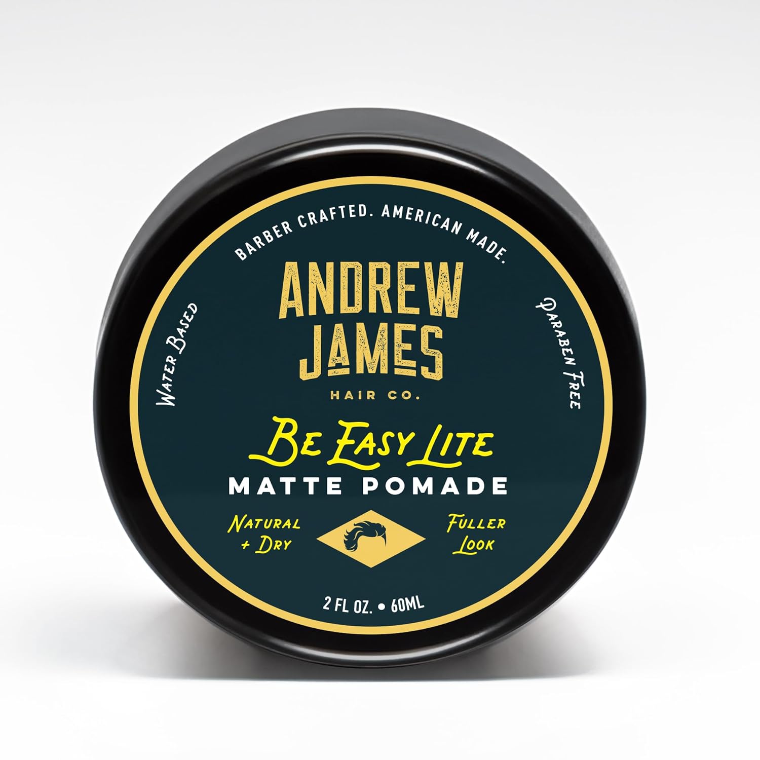 ANDREW JAMES Pomada mate de 2.75 onzas  BE EASY LITE  Pomada de aspecto mate natural  Pomada de fijación media  Sin sulfatos  Proporciona un aspecto