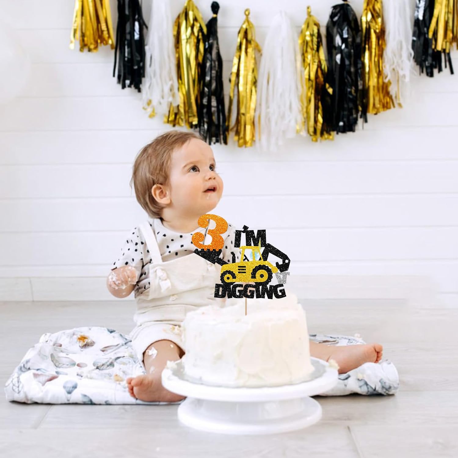 Decoración para tartas de tercer cumpleaños de construcción, excavadora, bulldozer, camión rodante, decoración de tercer cumpleaños para niños,