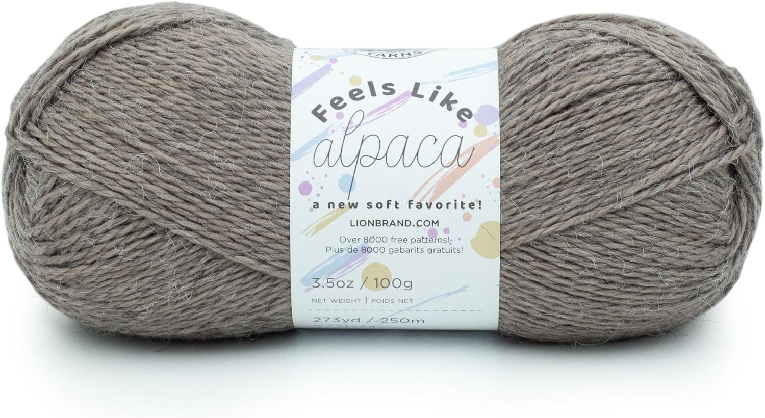 Lion Brand Yarn Feels Like Alpaca – Hilo de alpaca, 1 unidad, color gris pardo