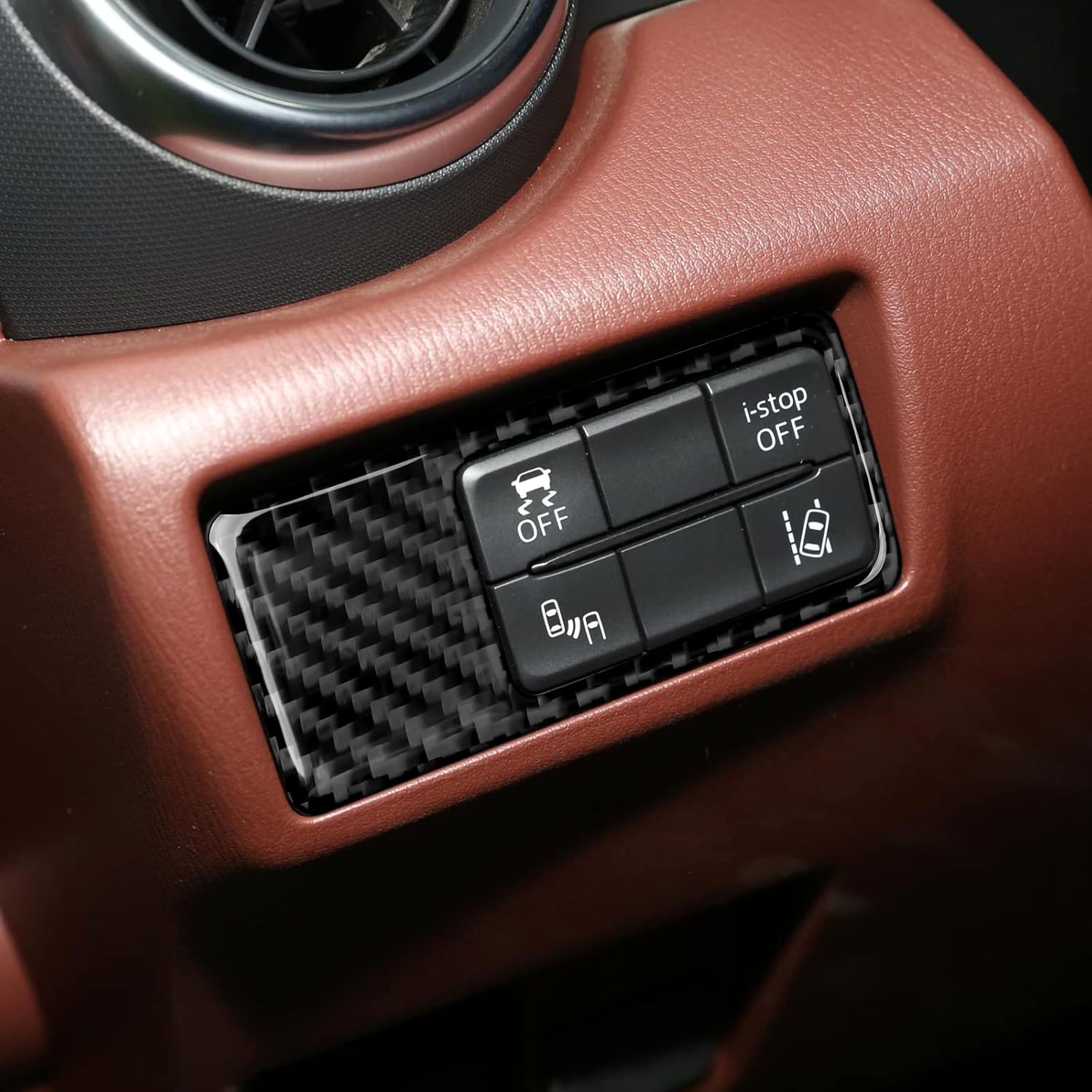 Cubierta de botón de arranque de coche, calcomanía de fibra de carbono, decoración para Mazda MX5, Miata, MX5, ND, 2016, 2017, 2018, 2019, 2020,