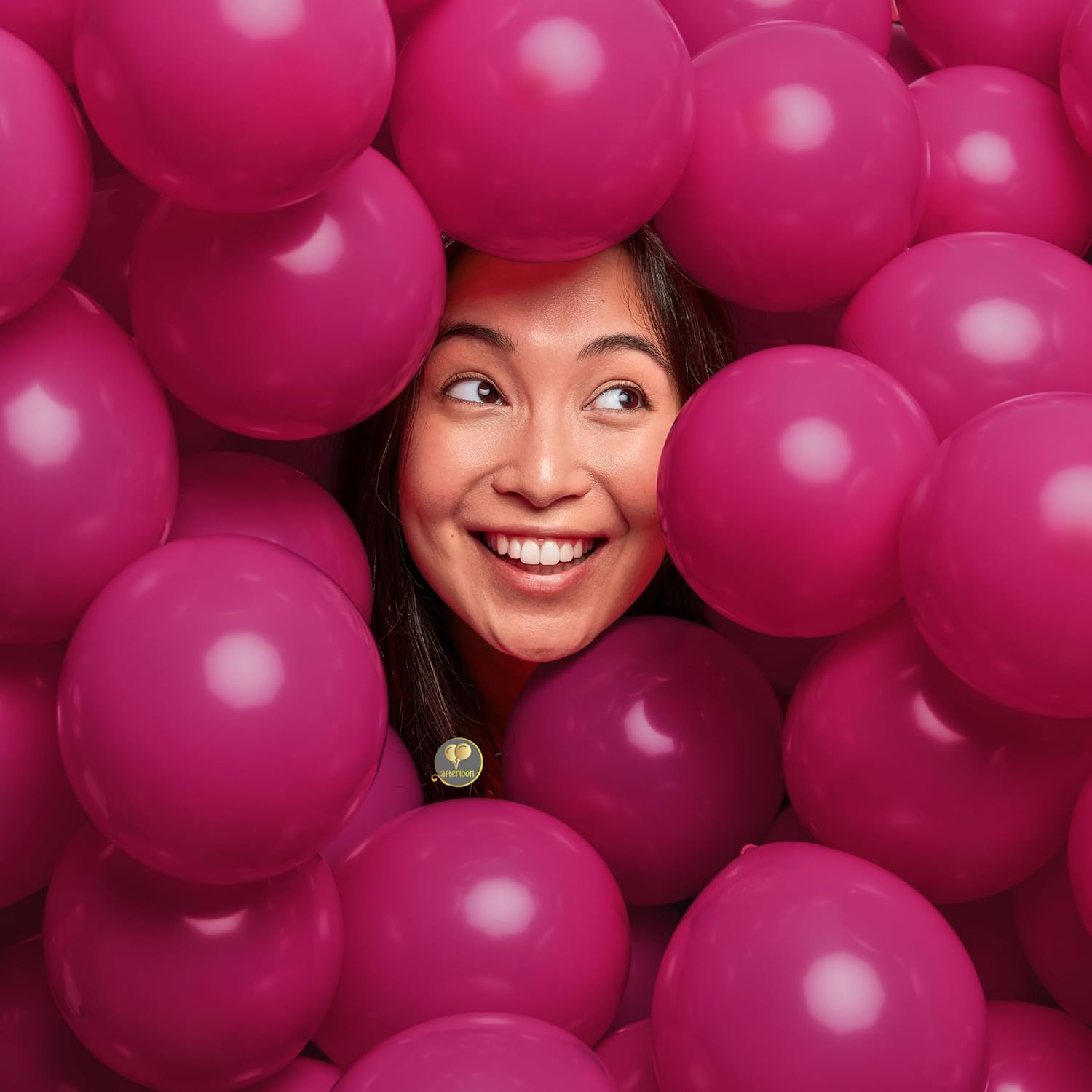AFTERLOON – Globos biodegradables fucsia de 5 pulgadas, paquete de 144 mini 144 unidades, color mate grueso extra fuerte, flotador de helio, arco de