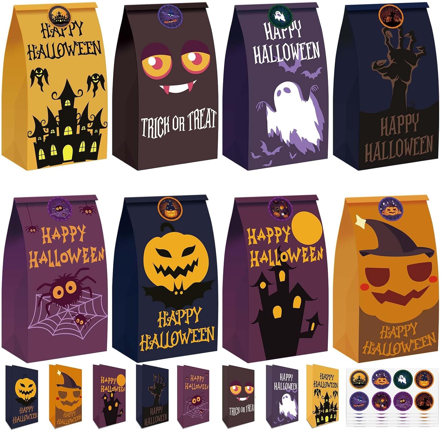 Hommay Bolsas de dulces de Halloween, 40 bolsas de papel de Halloween, bolsas de regalo de dulce o dulce a granel, pequeñas bolsas de dulces de