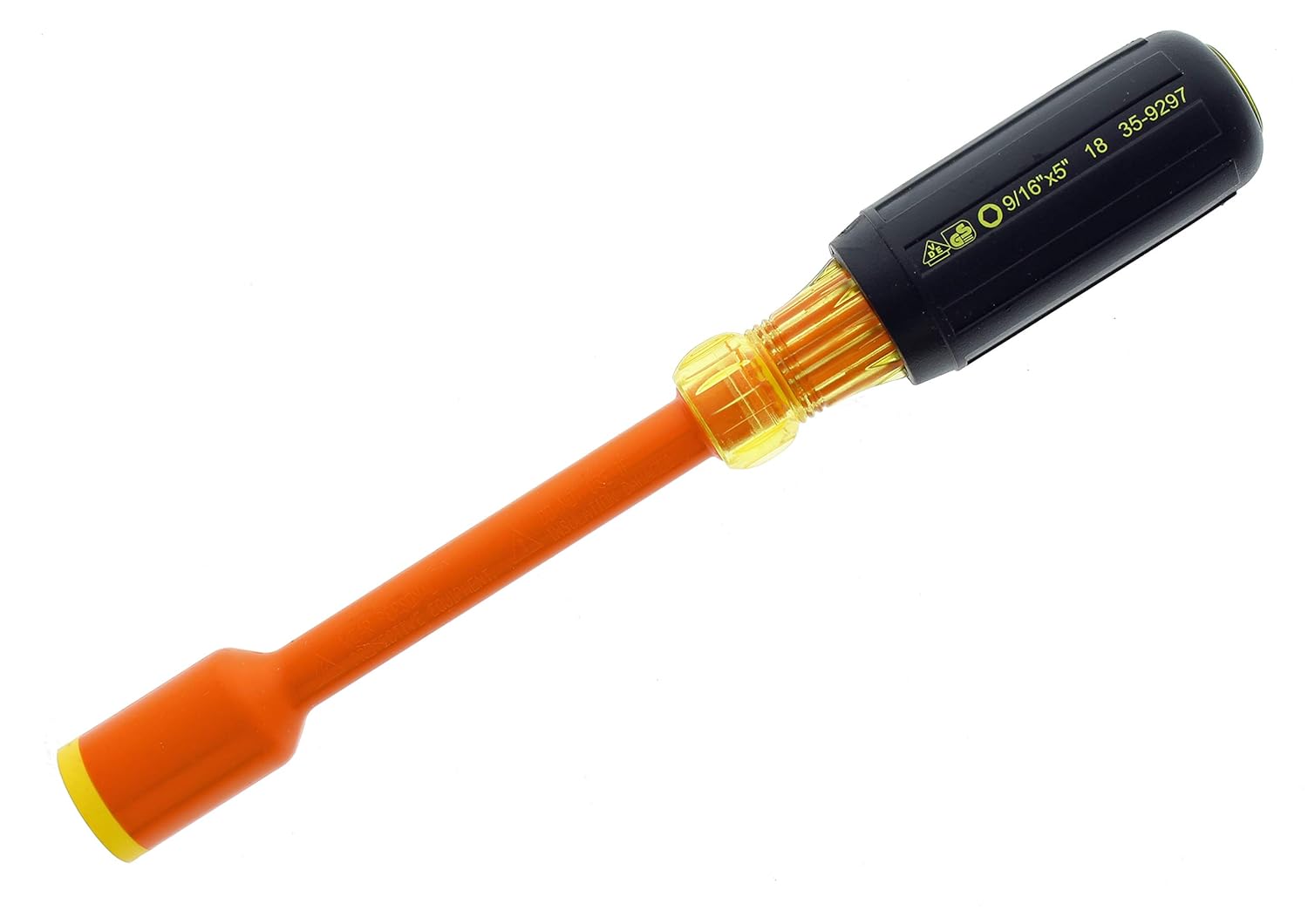 IDEAL Electrical 35-9104 Juego de destornilladores de tuercas aislantes 7 piezas naranja, destornilladores de eje de 4 pulgadas con asas de agarre