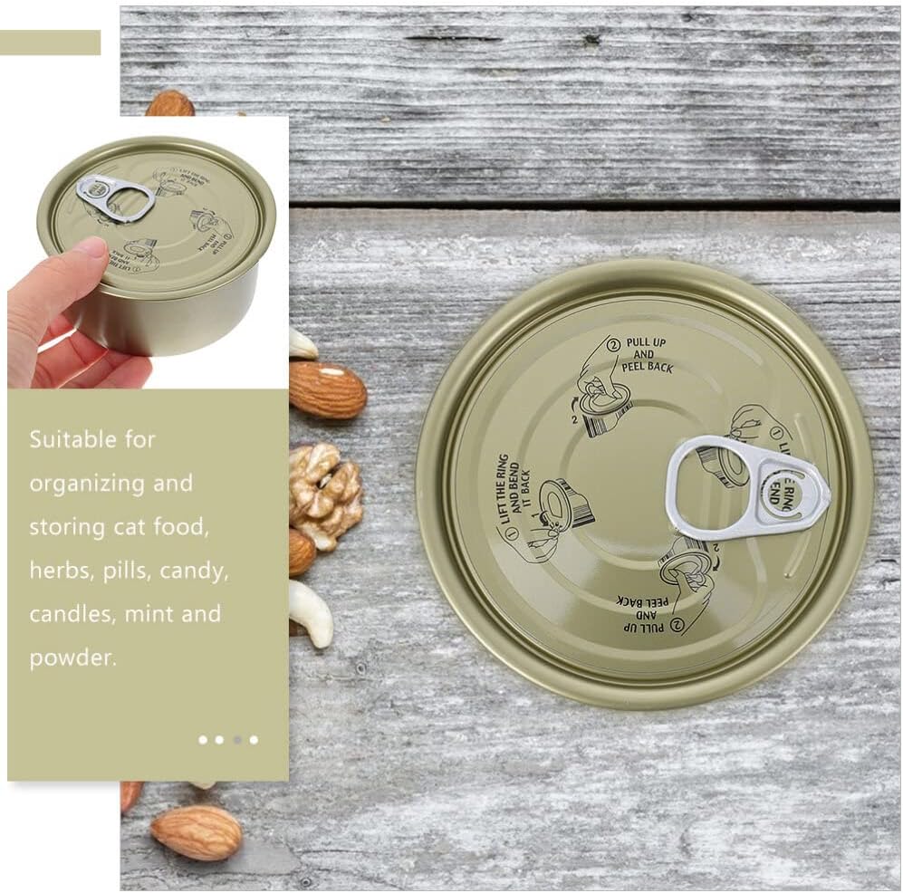Luxshiny Cali – 12 latas autosellables con tapa a presión, contenedor de alimentos rellenable, redondo, vacío, latas de atún para pescado, dulces,