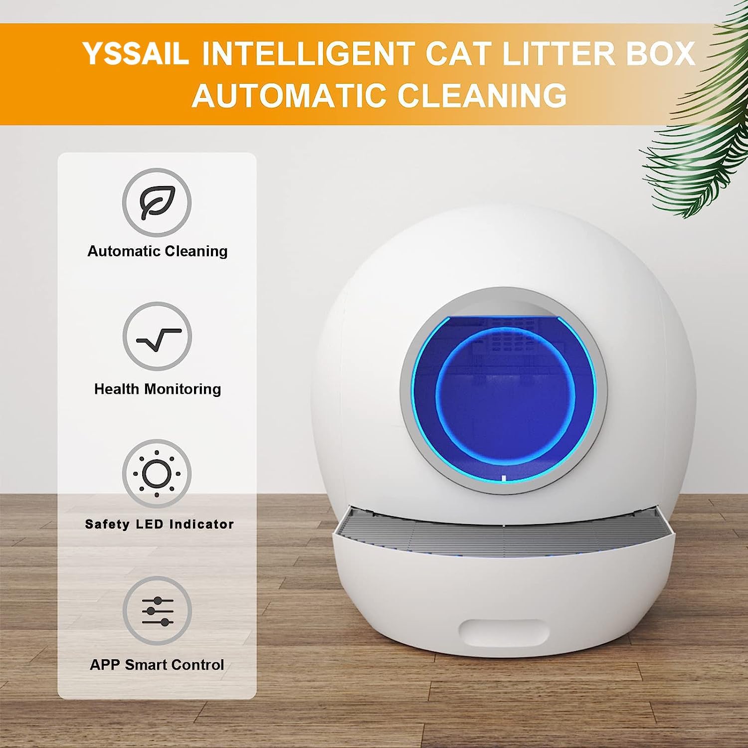 Caja de arena para gatos autolimpiante automática extragrande con control de aplicación, alerta segura y monitor de salud inteligente, eliminación