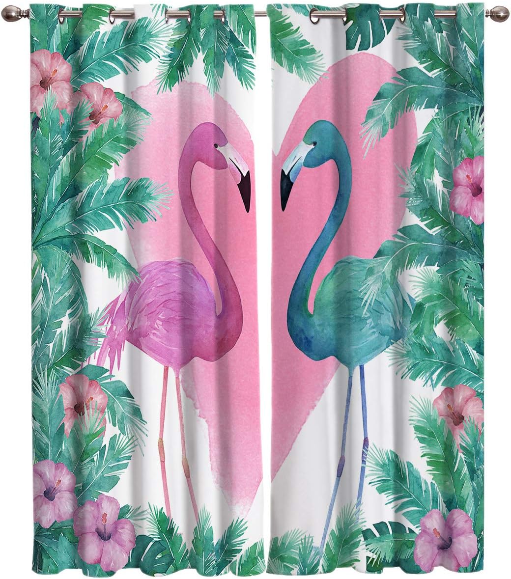 FortuneHouse Blackout Curtains Thermal Insulated Animal Solid Pattern Metal Grommet Elegant Room Drapes Window Curtain for Bedroom Living Room 52×90