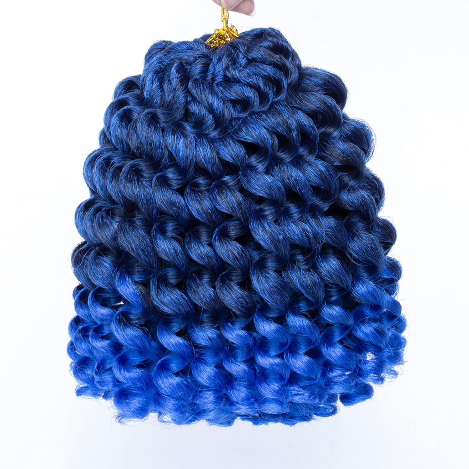 Leeven Pelo corto de 8 pulgadas de Jamaica Bounce Wand Curl Crochet Hair Senegalese Twist sintético trenzado de pelo Ombre azul Jumpy Wand Curly