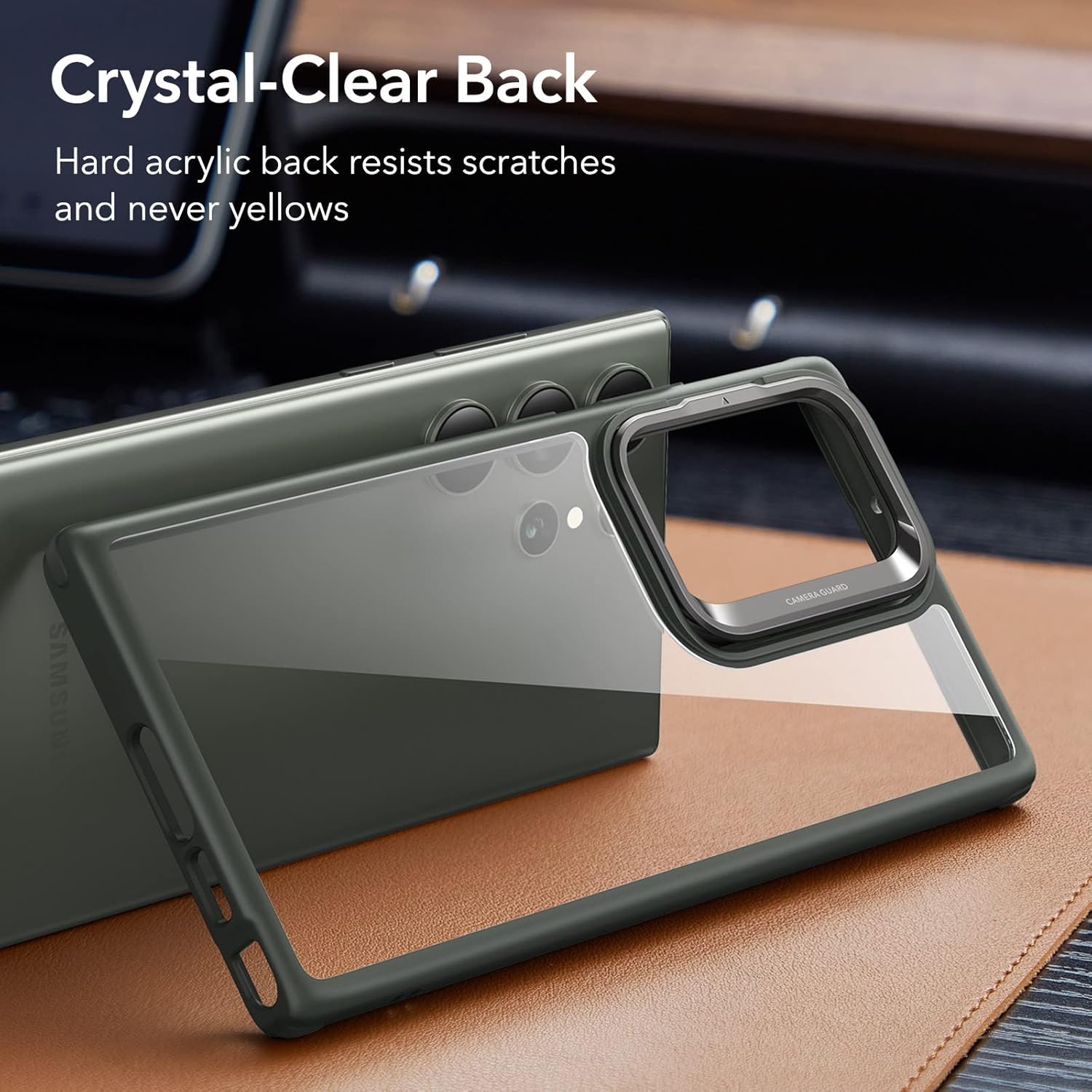 ESR Funda para Samsung Galaxy S23 Ultra, funda para teléfono S23 Ultra con soporte clásico, soporte de anillo de cámara integrado, protección de