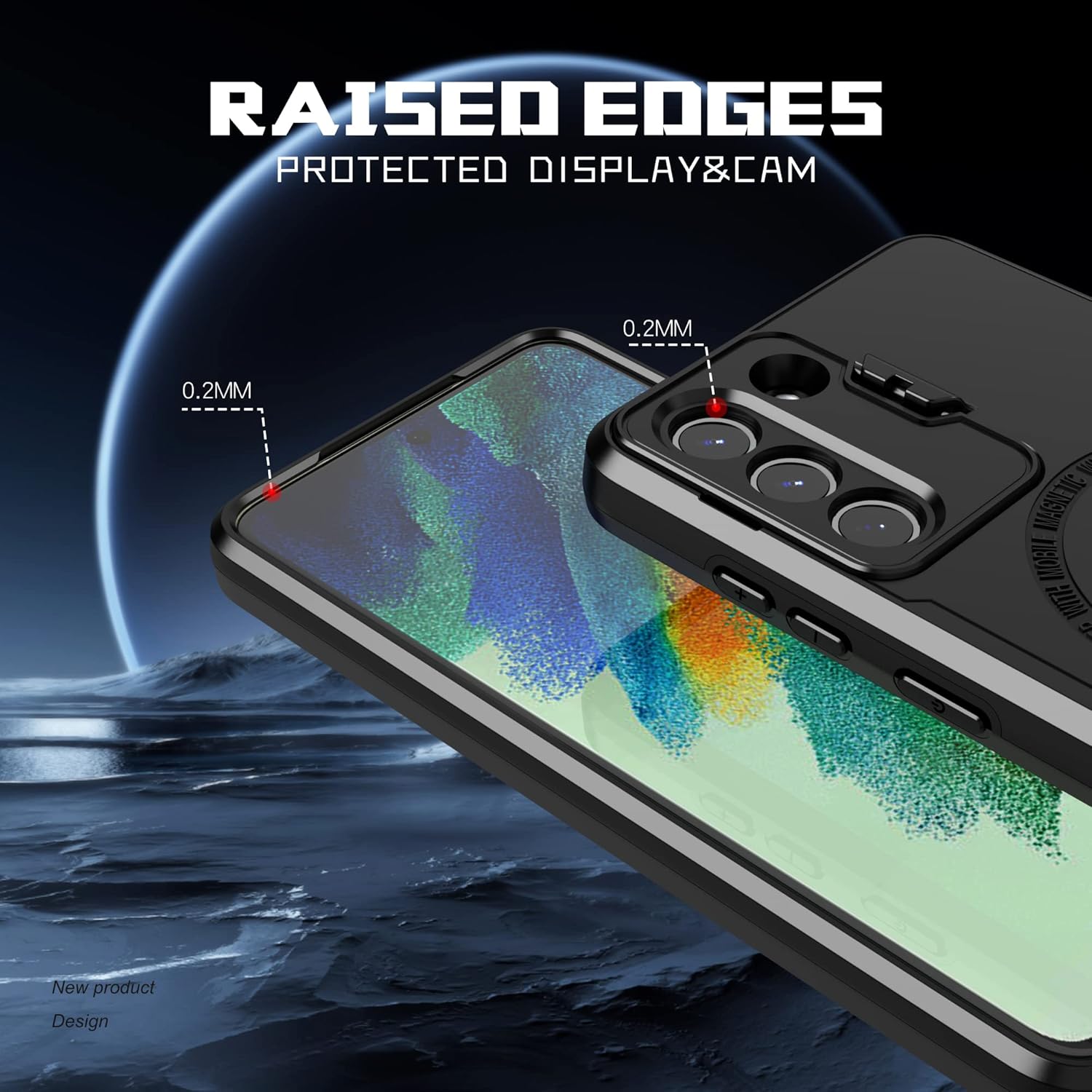 Asuwish Funda de teléfono para Samsung Galaxy S21 FE 5G con protector de pantalla de vidrio templado y soporte delgado, accesorios móviles híbridos