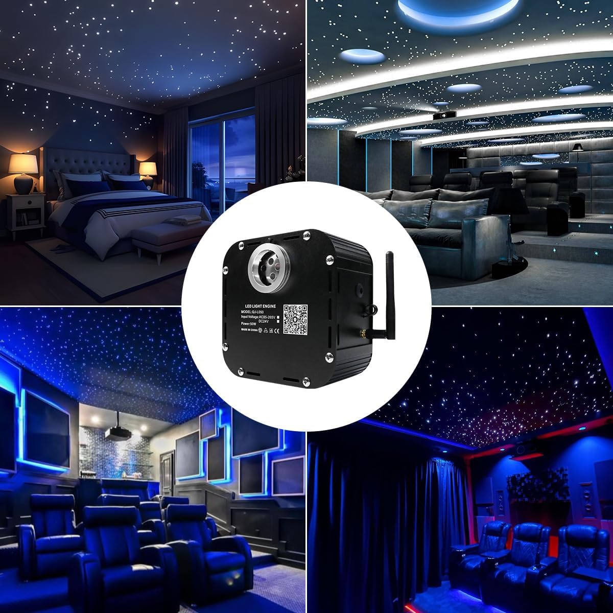 AZIMOM Kits de luz de estrellas de fibra óptica centelleante de alto brillo de 50 W, 800 piezas, hebras de fibra de 16.5 pies, brillo final,