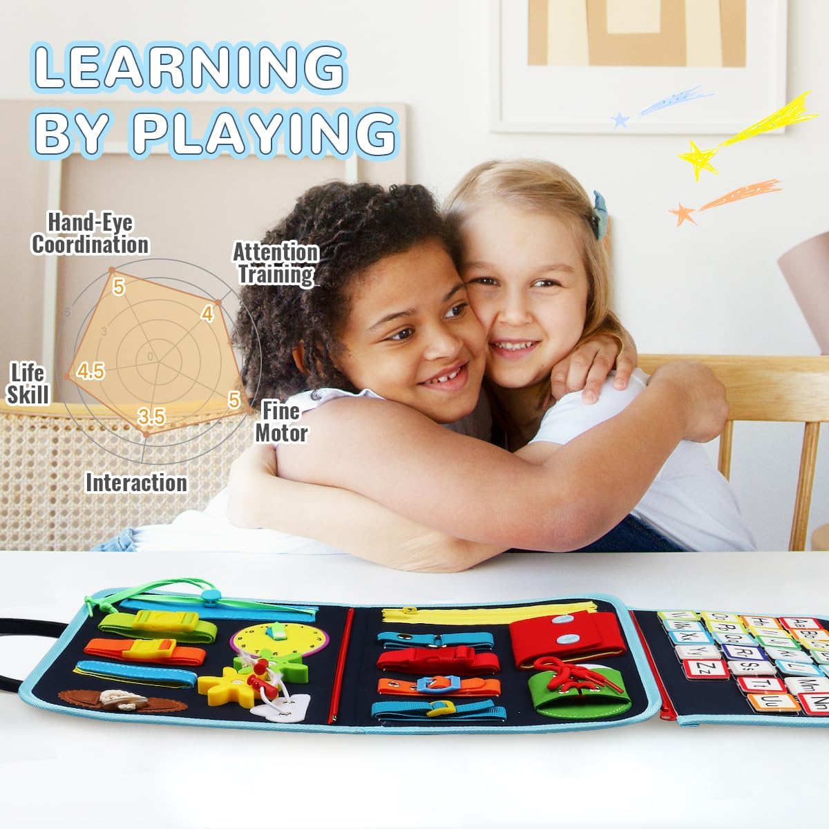 Joymo Juguetes Montessori de tablero ocupado para niños y niñas de 1, 2, 3, 4 años, juguetes sensoriales educativos para niños pequeños, juguetes de