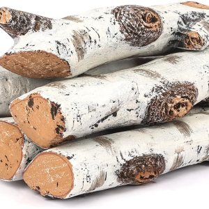 Hisencn Juego de troncos para chimenea de gas, troncos de abedul blanco de cerámica para chimeneas de gas, ventilados, chimeneas de gas eléctricas, Hisencn Juego de troncos para chimenea de gas, troncos de abedul blanco de cerámica para chimeneas de gas, ventilados, chimeneas de gas eléctricas,