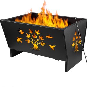 Pozo de fuego, fogatas de madera, hoguera, hogueras para exteriores, hoguera rectangular de hierro fundido de 28 pulgadas para patio, patio trasero Pozo de fuego, fogatas de madera, hoguera, hogueras para exteriores, hoguera rectangular de hierro fundido de 28 pulgadas para patio, patio trasero