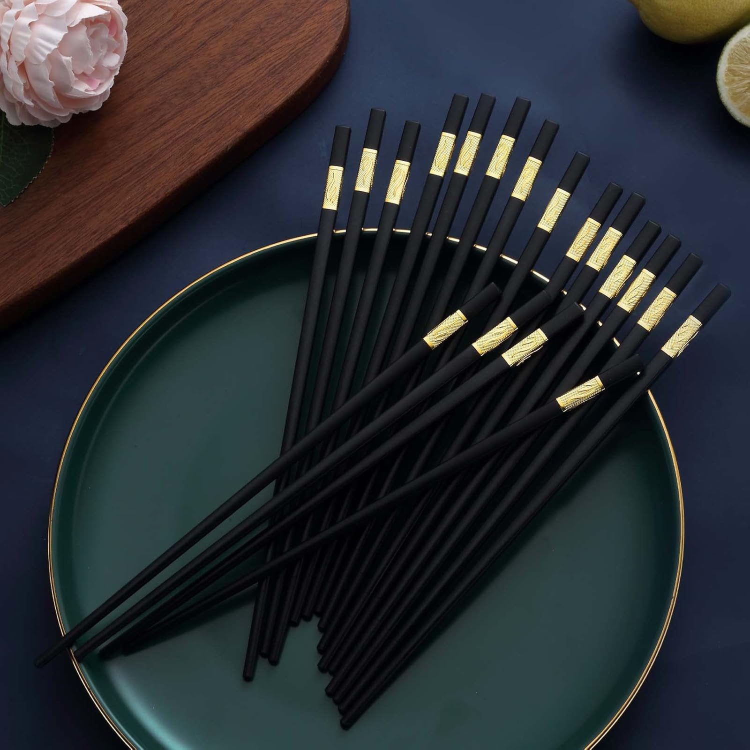Bestdin – 10 pares de palillos de fibra de vidrio reutilizables, resistentes a altas temperaturas de alta calidad para cocinar y comer, palillos