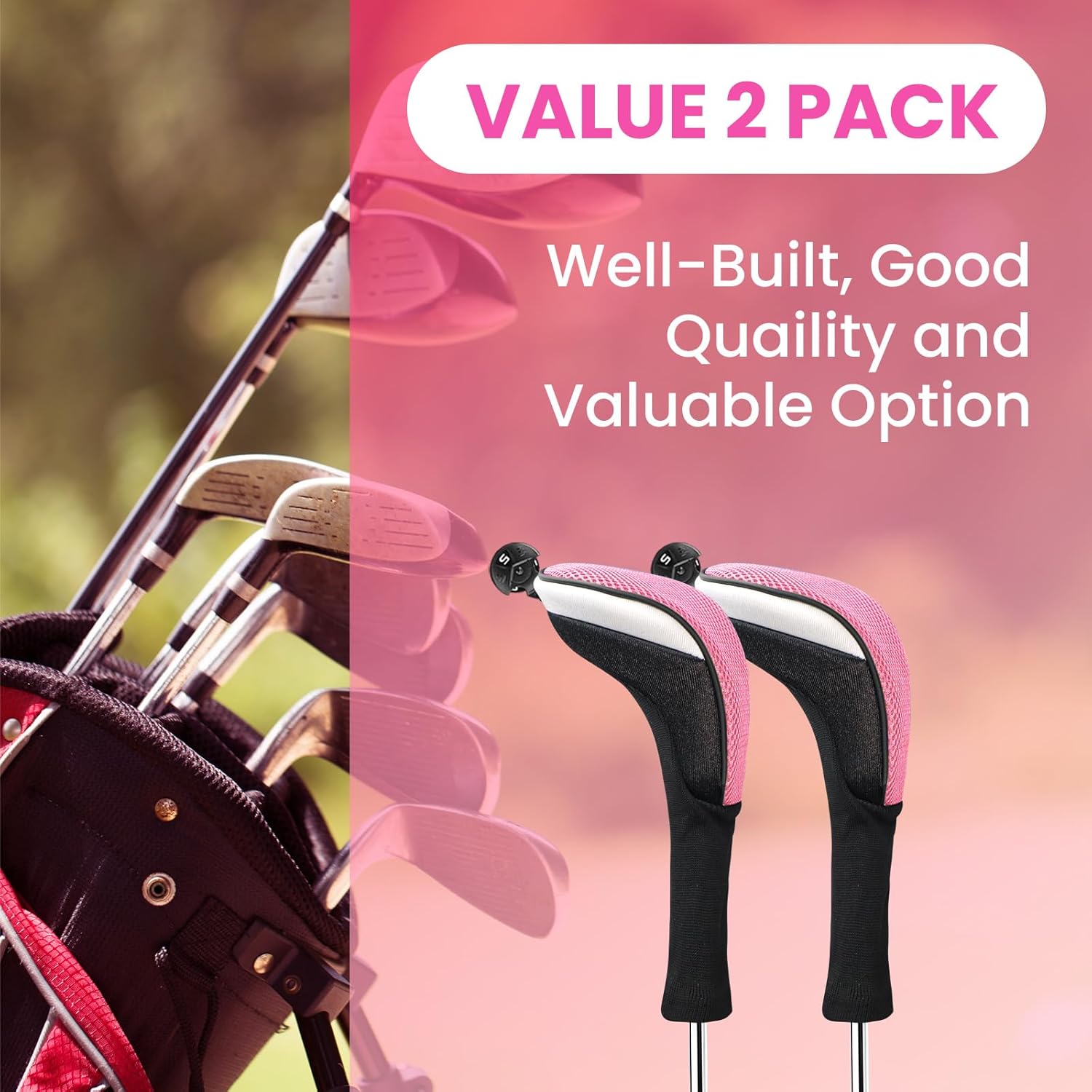 FINGER TEN Fundas para cabezas de palos de golf, híbridos de madera, paquete de 1234, fundas para la cabeza para hombres y mujeres de 3, 5, 7 X, con