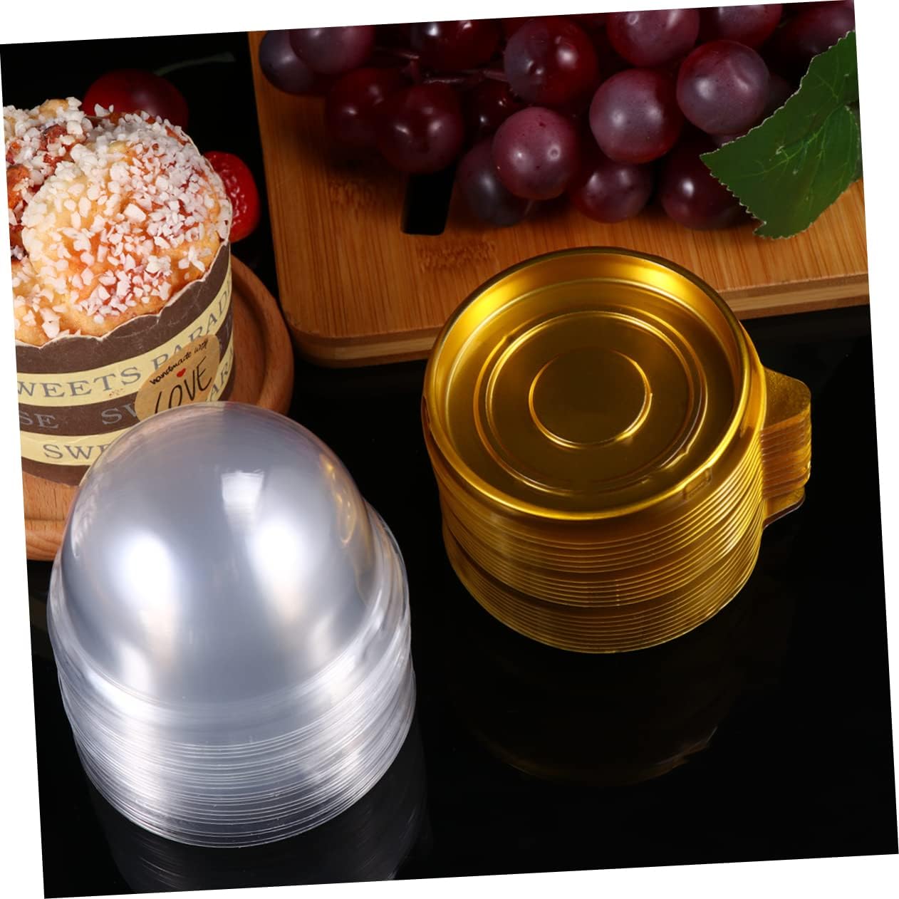 NOLITOY 300 Uds Regalos de Yema Dorada Soportes Pulgadas Bandeja para Hornear Postres Postres Cm Cuakes Transparente Huevo Transparente Boda