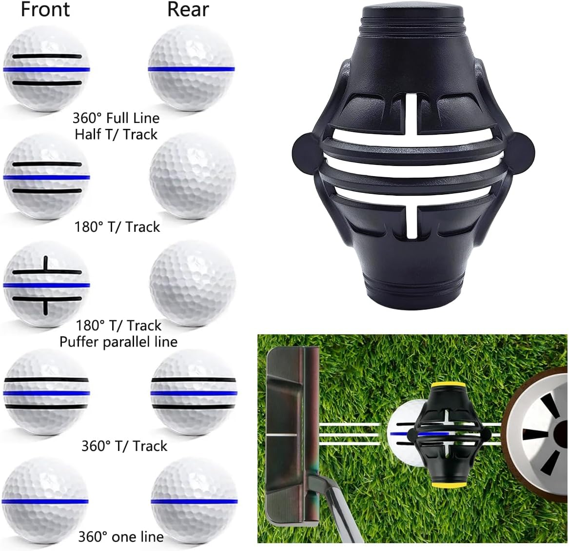 1 paquete de marcadores de pelota de golf 360  Marcador de línea de golf  Herramienta de marcado de alineación de pelota de golf para herramientas