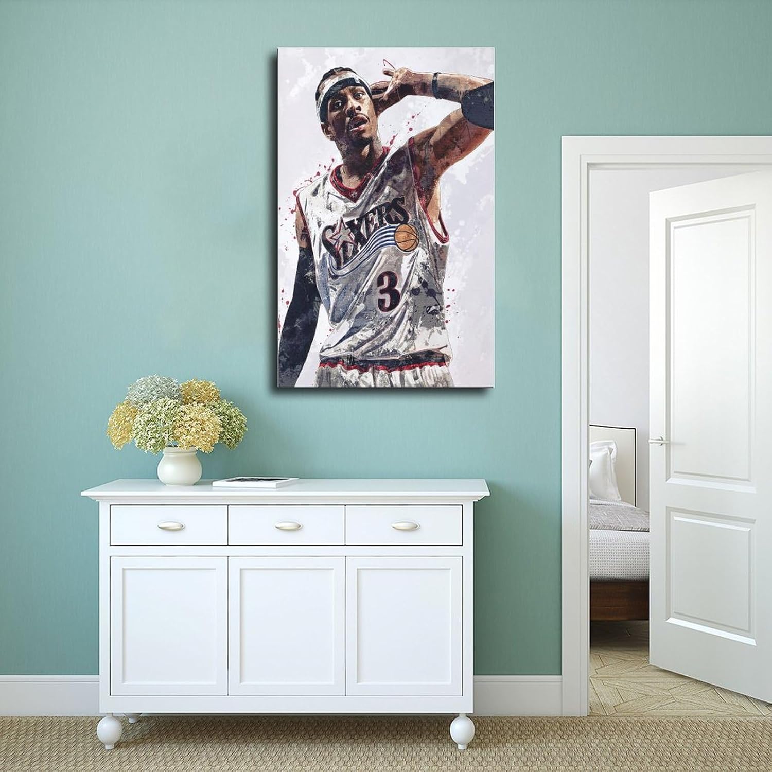 BAVIEN Allen Iverson – Pósteres artísticos de baloncesto, 2 pósteres en lienzo para decoración de pared, pintura para sala de estar, dormitorio, sin