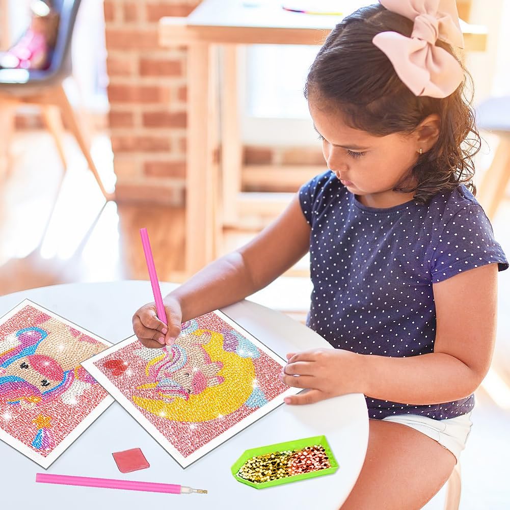 ForPeak Arte de diamantes para niños, artes y manualidades para niños de 8 a 12 años, pintura de gemas de taladro completo de mosaico por números,