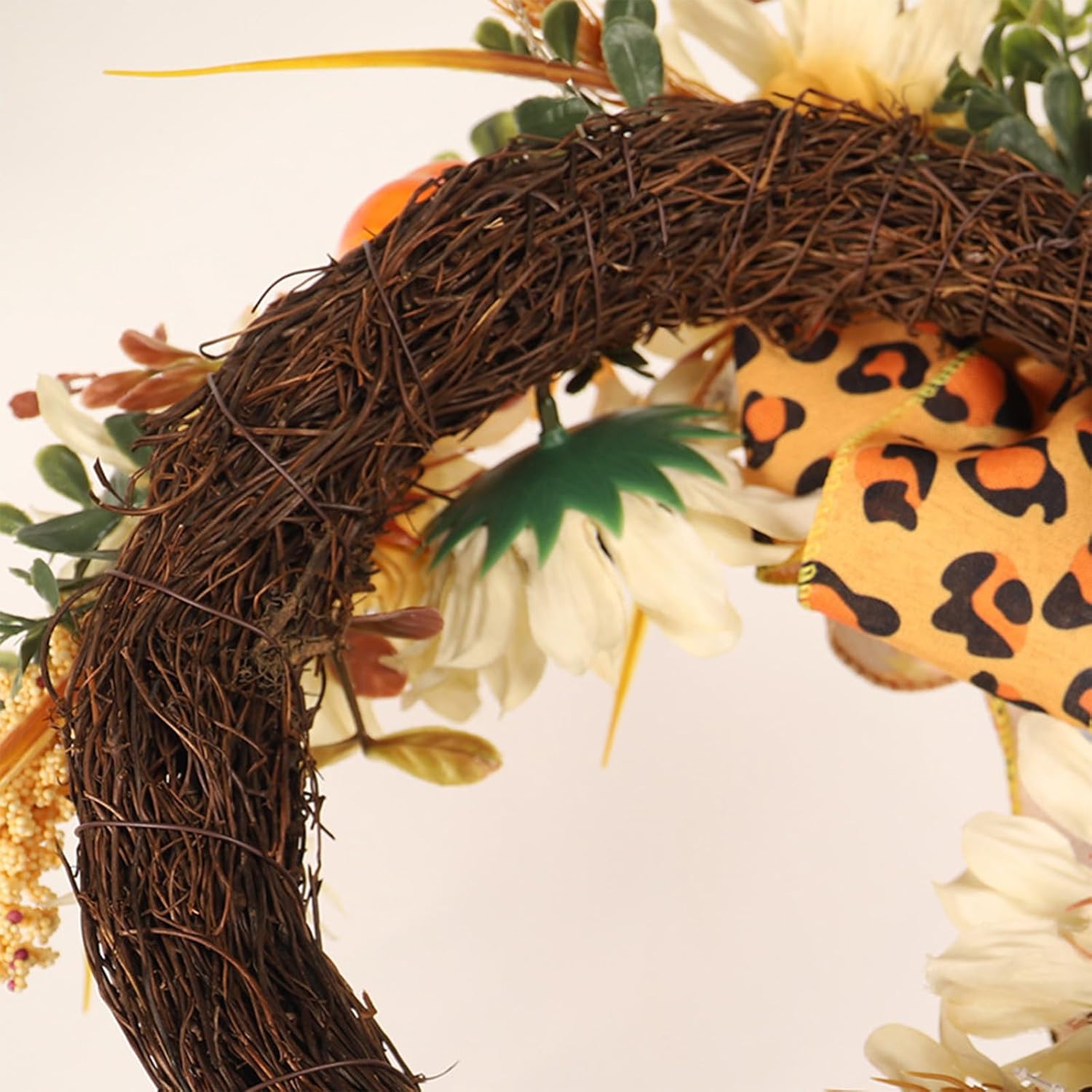 Corona de puerta de Halloween, guirnalda de hojas de arce, corona de otoño e invierno para Navidad, Acción de Gracias, adornos decorativos para el