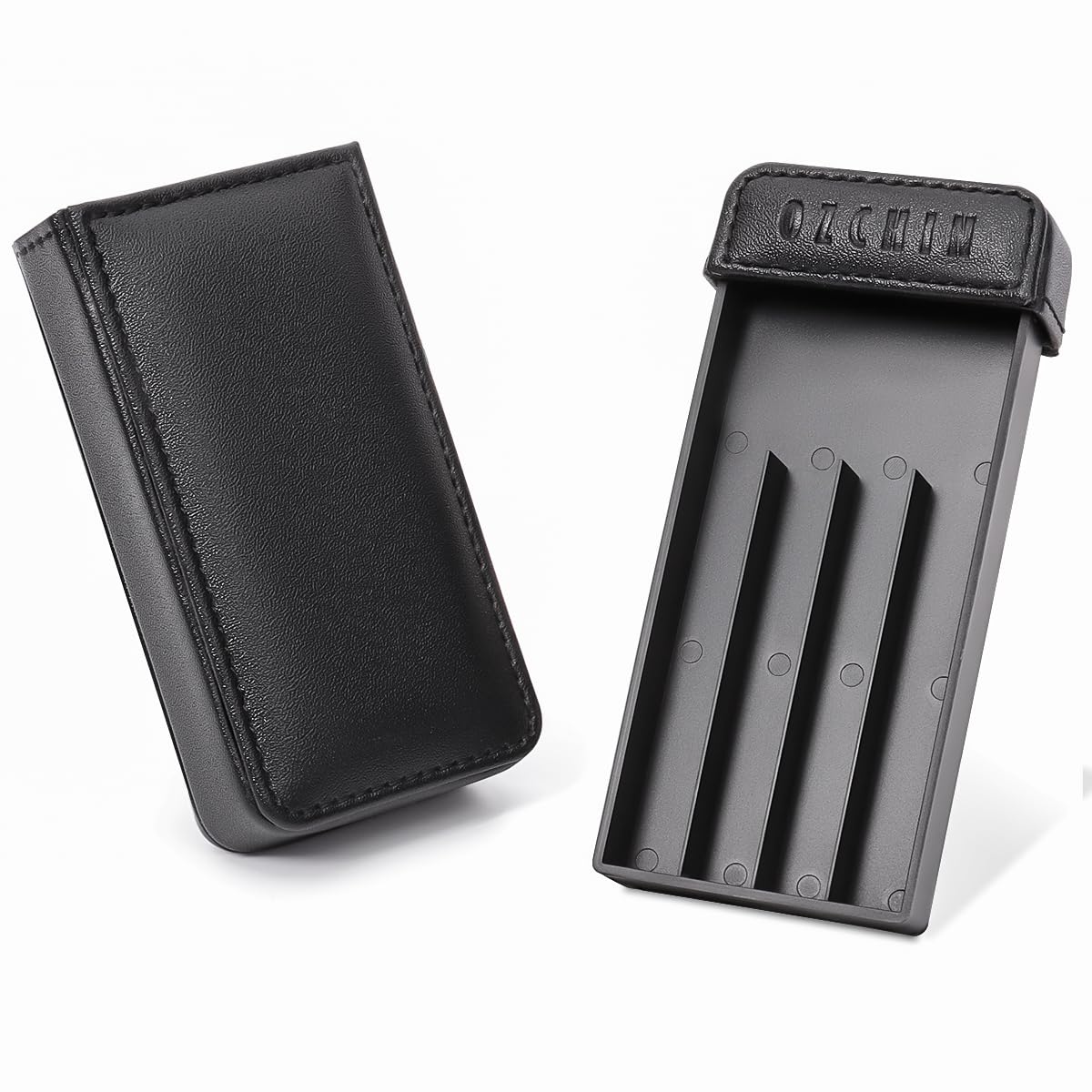 OZCHIN Estuche para cigarrillos de tracción y empuje, con capacidad para 4 unidades, tamaño King, gran regalo para el día del padre (negro)