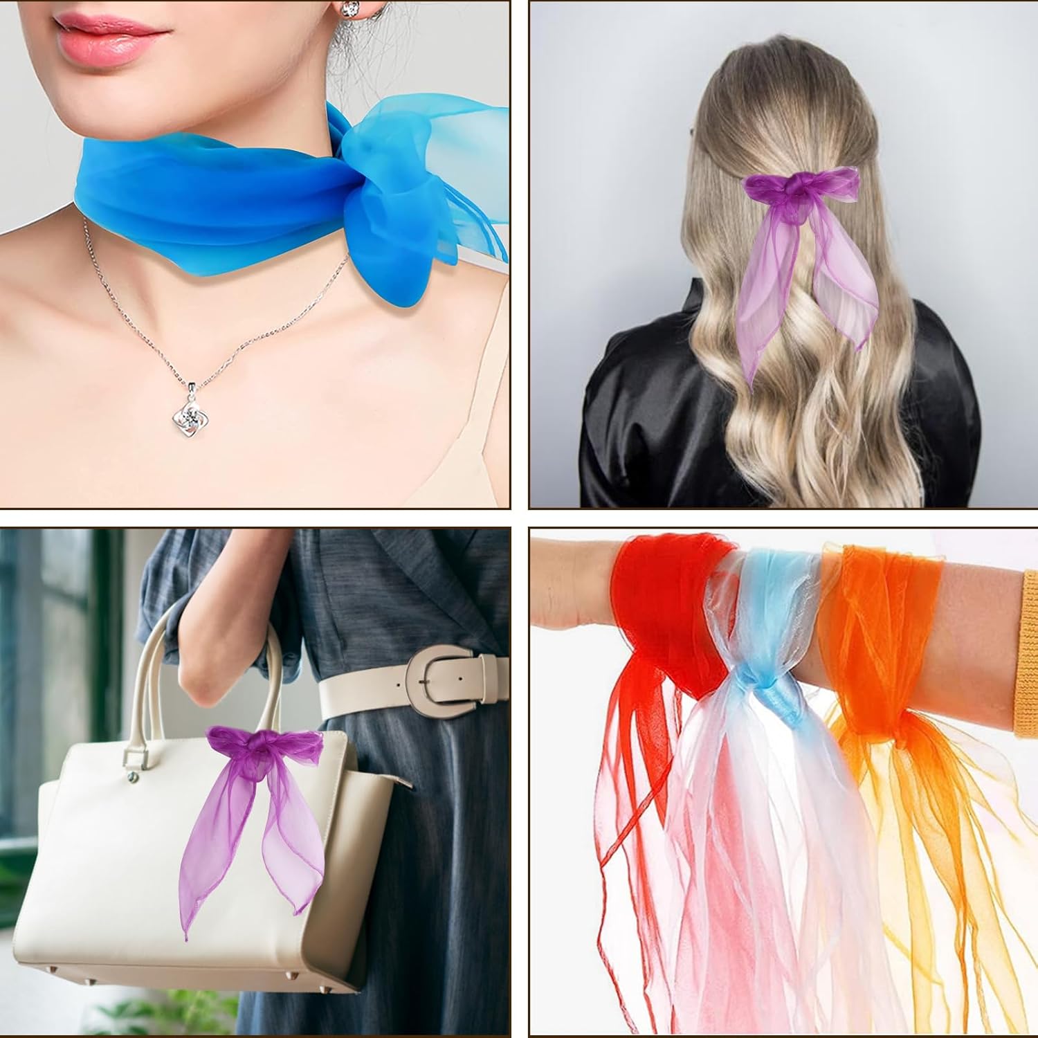 KIMOBER 12 bufandas cuadradas de baile, 12 colores malabares de seda, trucos de magia de música, accesorios para niños pequeños (24 x 24 pulgadas)