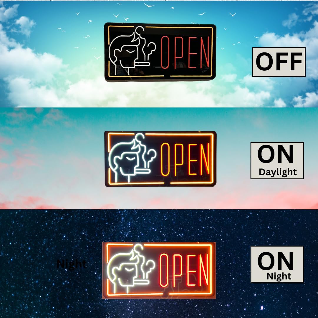 Letrero LED “Cigar – Open” con icono, complemento perfecto para sala de cigarros, ahumaderos y bares caseros