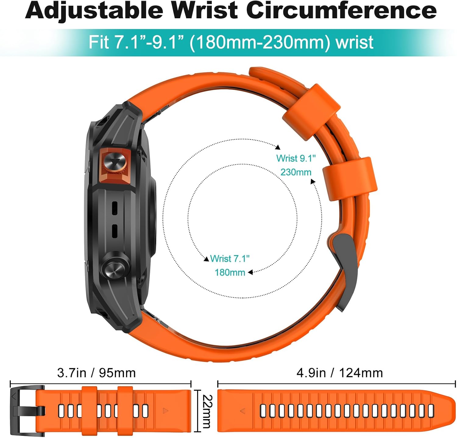 OVERSTEP Correa de reloj para Fenix 7, Fenix 6, Fenix 5, 0.86 pulgadas, bandas de repuesto resistentes para Garmin Fenix 5 PlusFenix 6 ProFenix 7