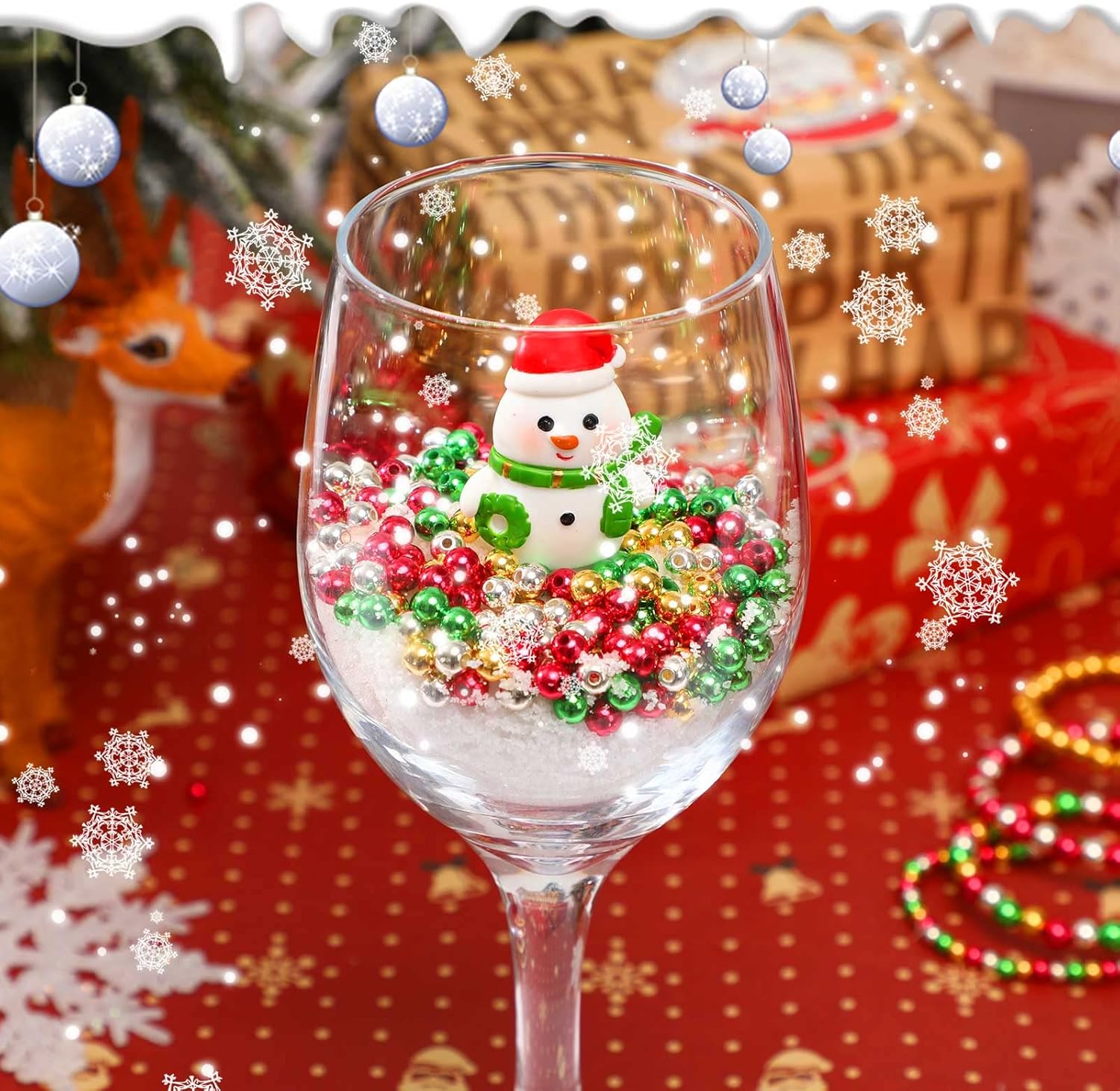 UPINS 1500 cuentas de Navidad para hacer joyas, pulseras de 0.236 pulgadas, redondas, pequeñas cuentas espaciadoras, cuentas para manualidades,