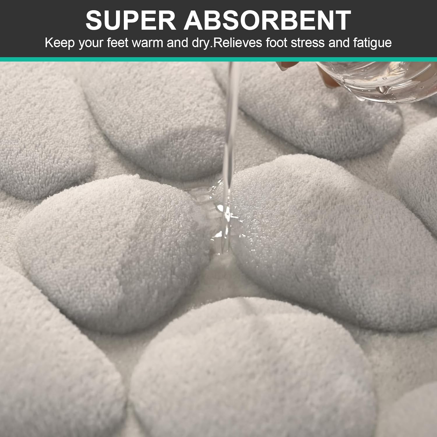 Juego de 2 tapetes de baño de espuma viscoelástica de adoquines suaves y absorbentes, tapetes rectangulares para el inodoro y la ducha (gris claro)