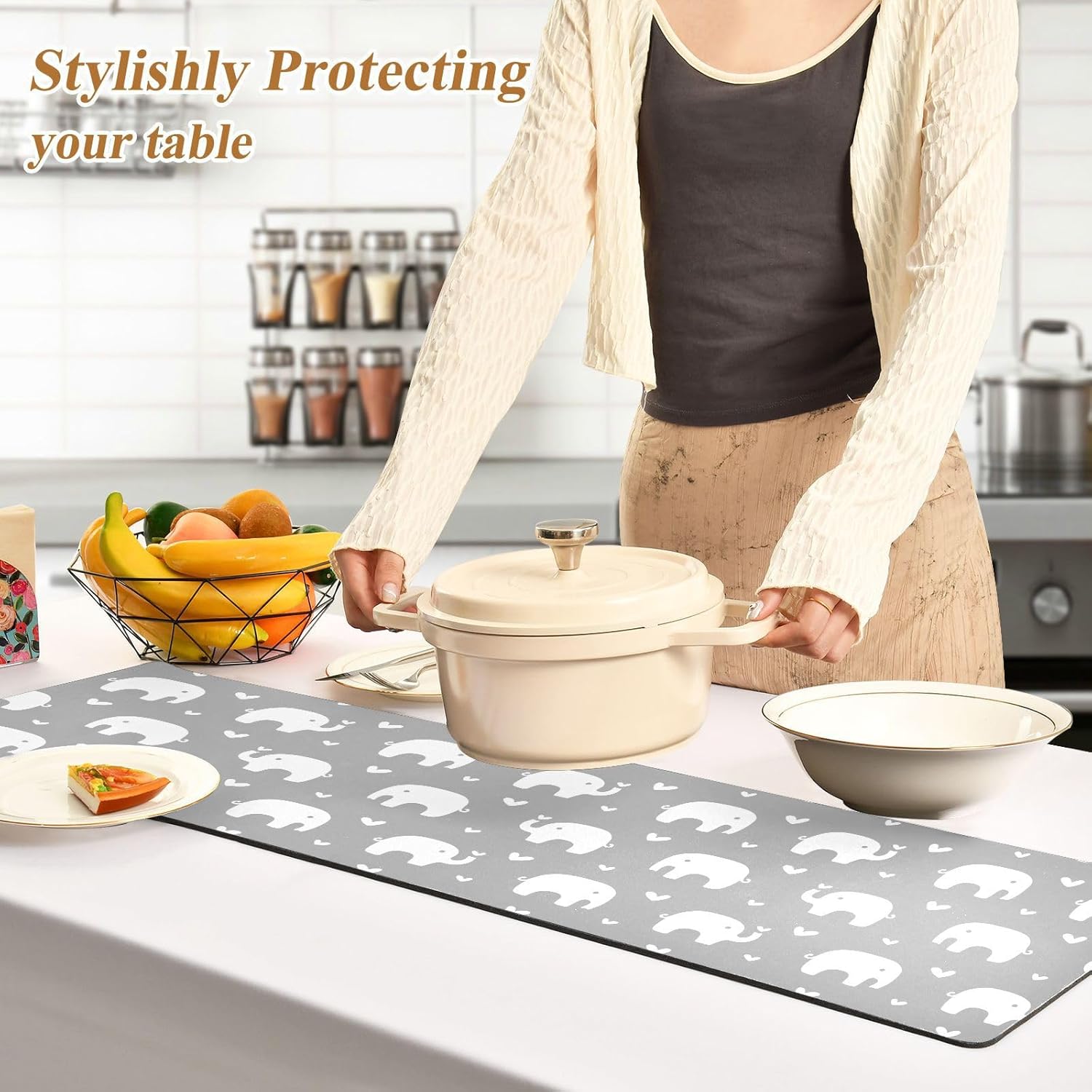 Salvamanteles de elefantes para ollas y sartenes calientes resistentes al calor, salvamanteles antideslizantes para cocina, platos calientes,