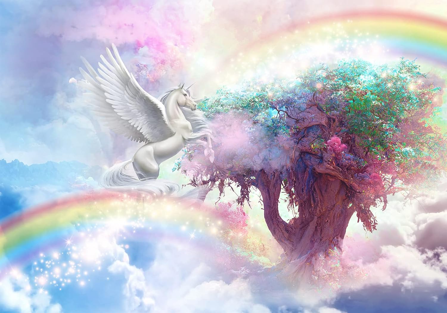 artgeist Mural de pared Pegasus Unicornio 135 x 101 pulgadas, papel tapiz autoadhesivo removible de gran tamaño para decoración de pared, diseño de