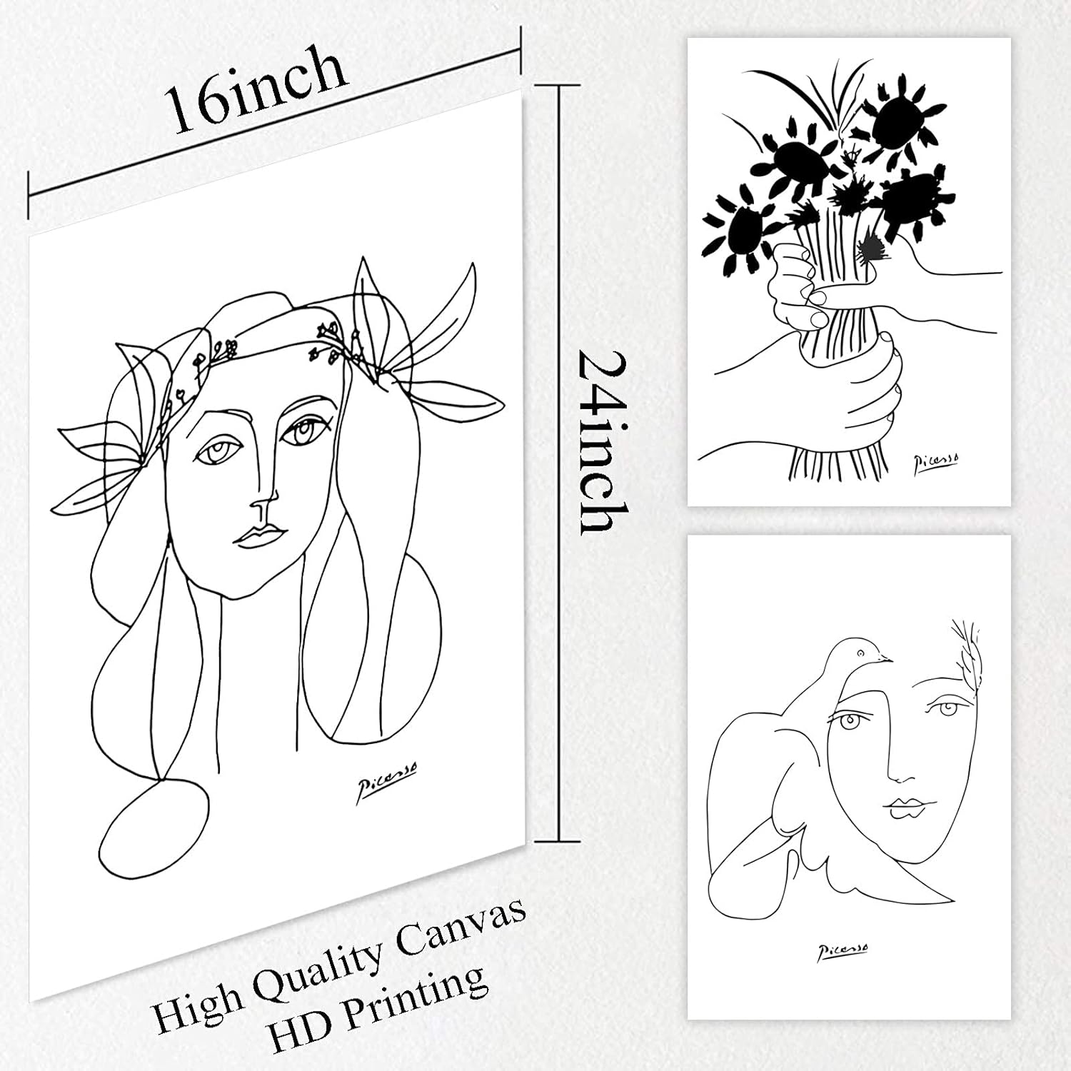Picasso Line Art Dibujo Lienzo Impresiones Artísticas Bocetos Mujer Ramo de Paz Pintura Póster Minimalista Arte de Pared Decoración de Pared del