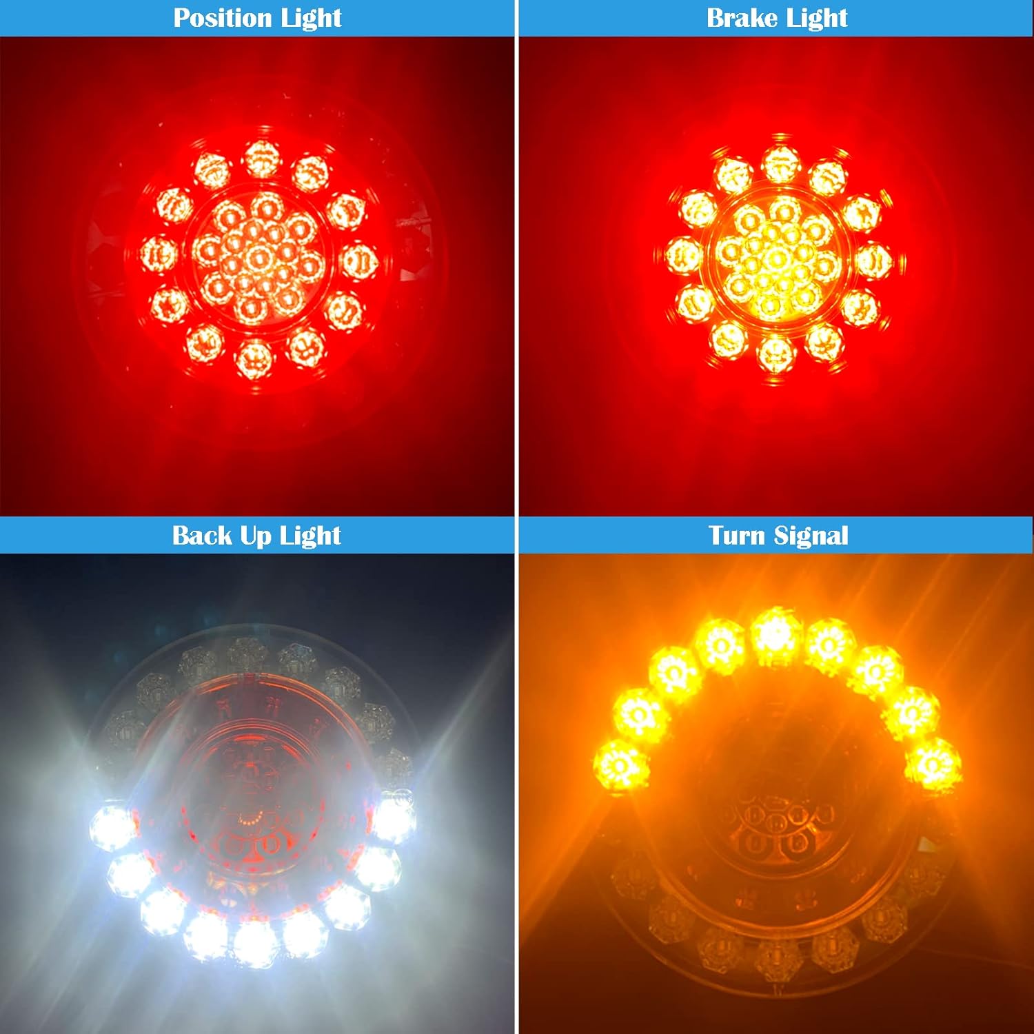 WELNENT E-Mark ADR CCC – Luz trasera LED redonda de 4.84 pulgadas, 10 V – 30 V, lámpara de freno superbrillante, luz de marcha de giro para