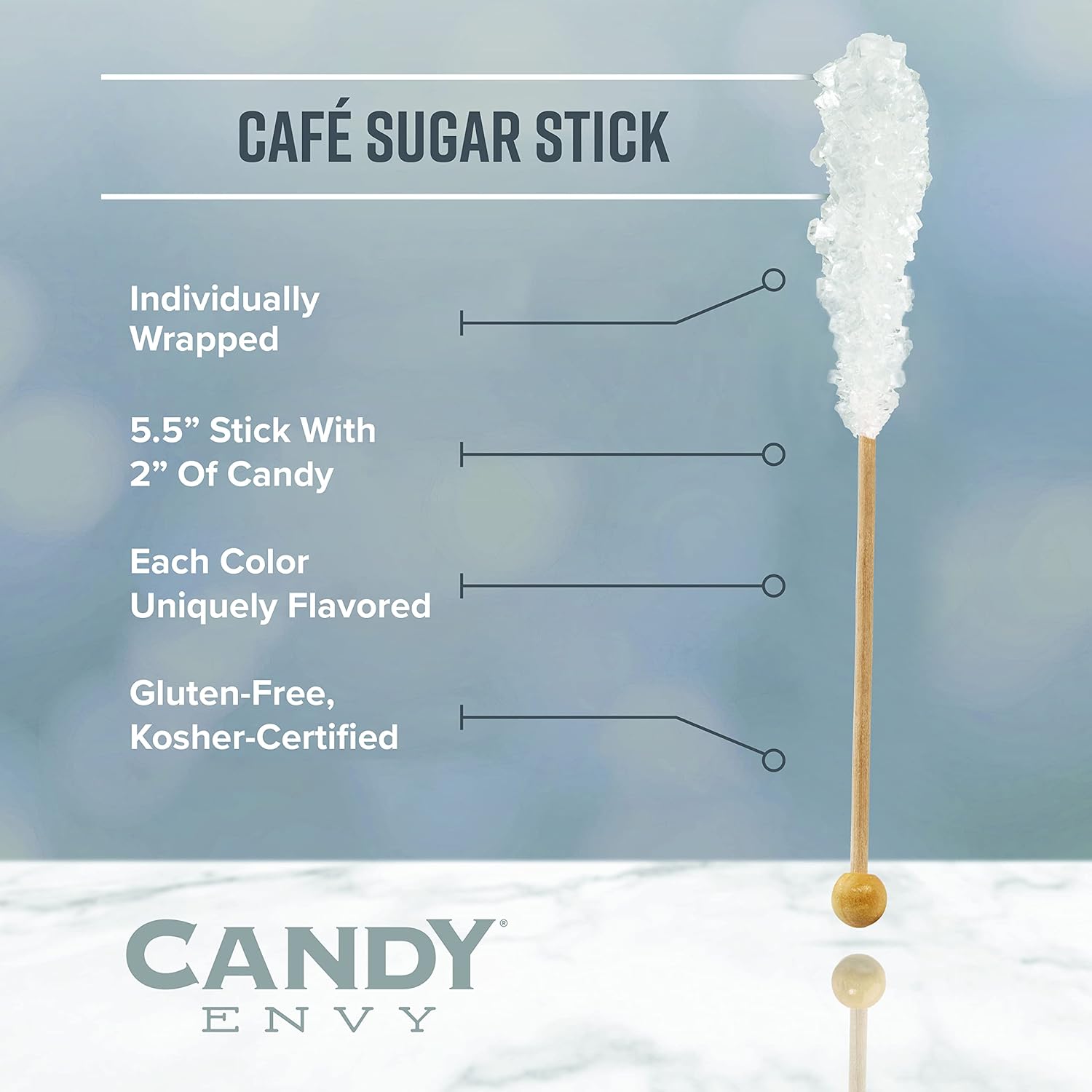 Candy Envy – 36 unidades Orange Cafe Sugar Sticks Rock Candy – Envueltos individualmente – Sabor a naranja